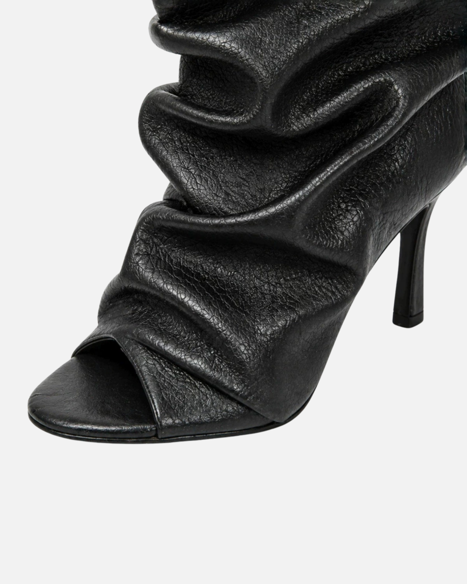 Kard Peep Toe Leather Ankle Boots In Black