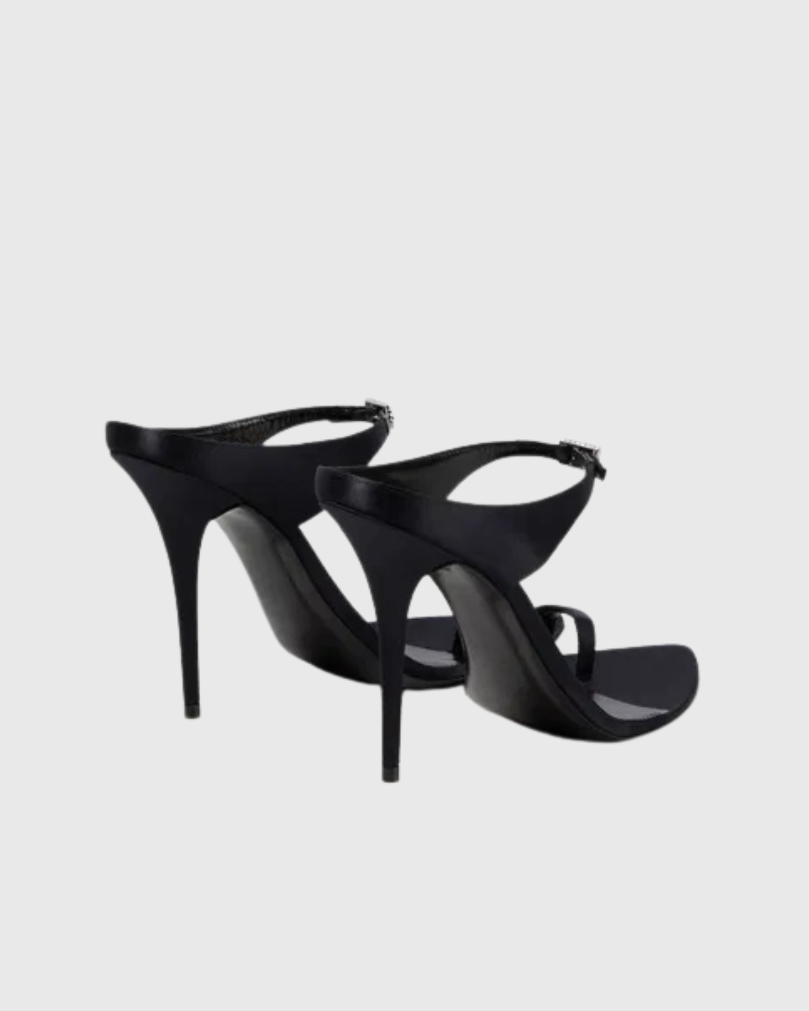 Kasi Ankle Strap Satin Sandals In  Black