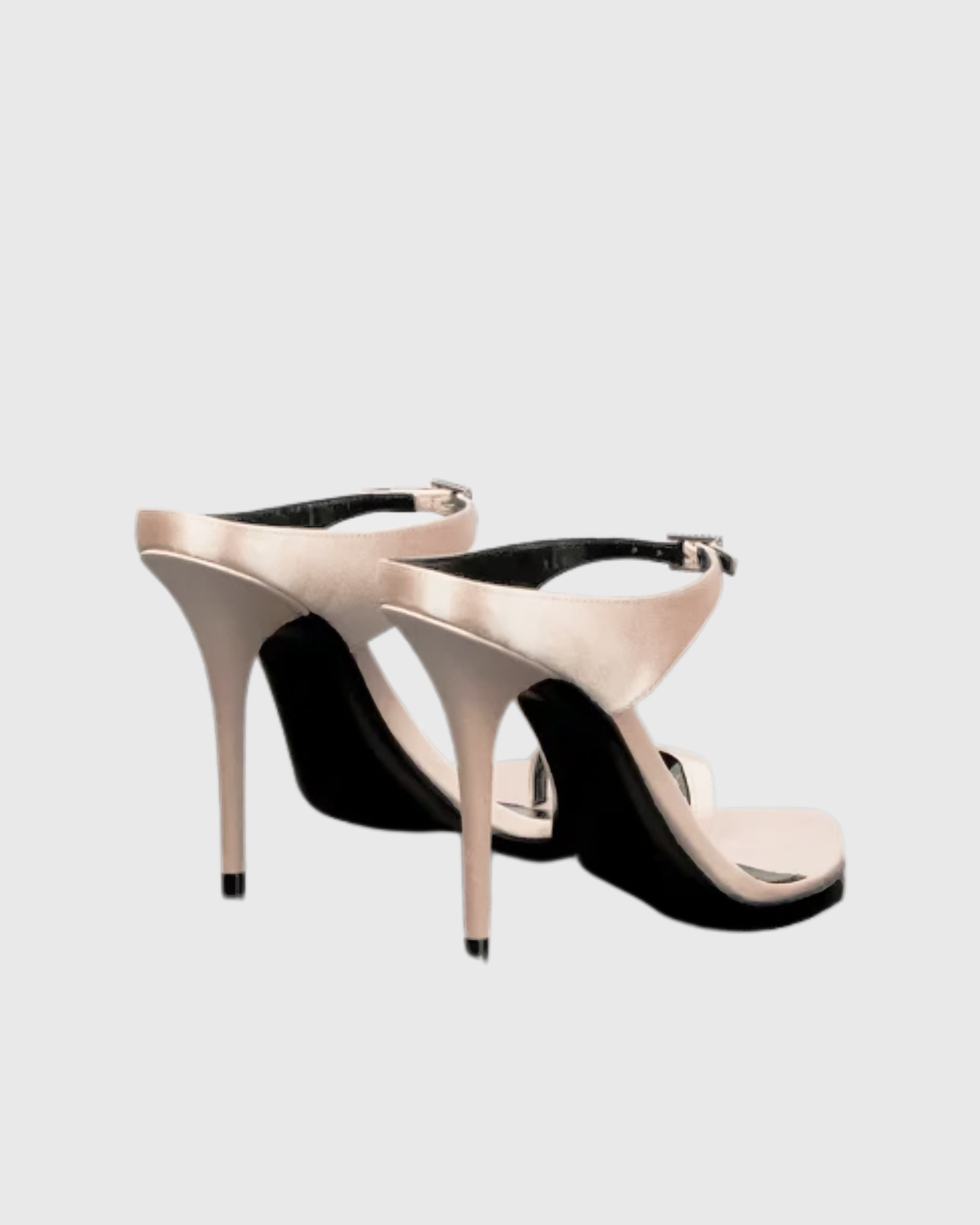 Kasi Ankle Strap Satin Sandals in Beige