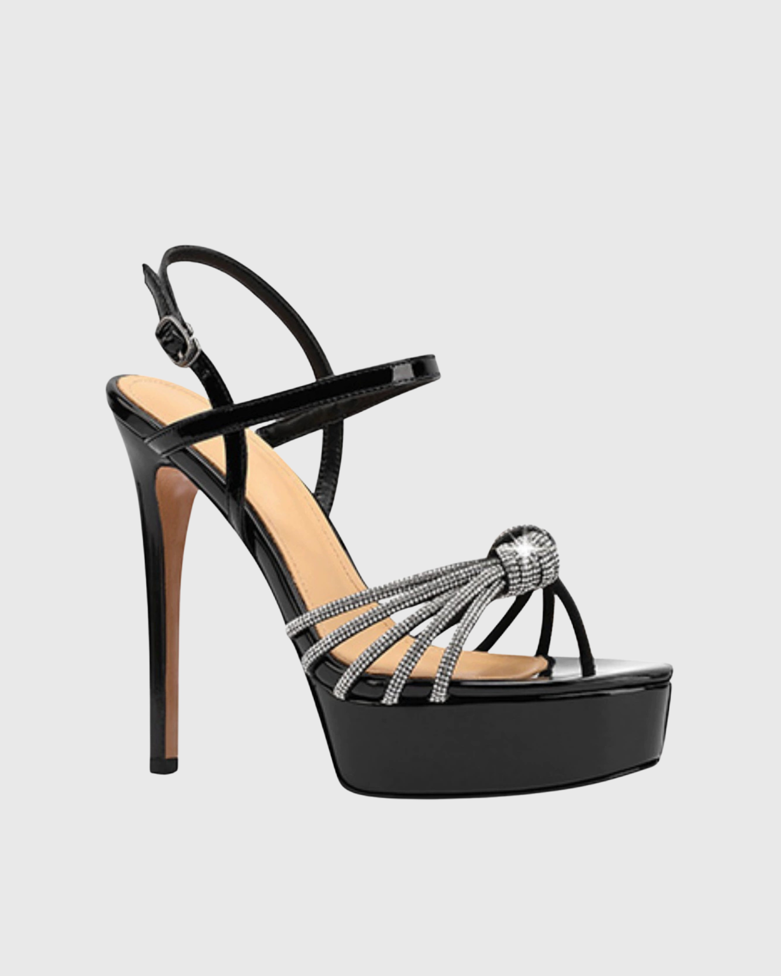 Kelly Sparkle Knot Strap Platform Sandals In Black