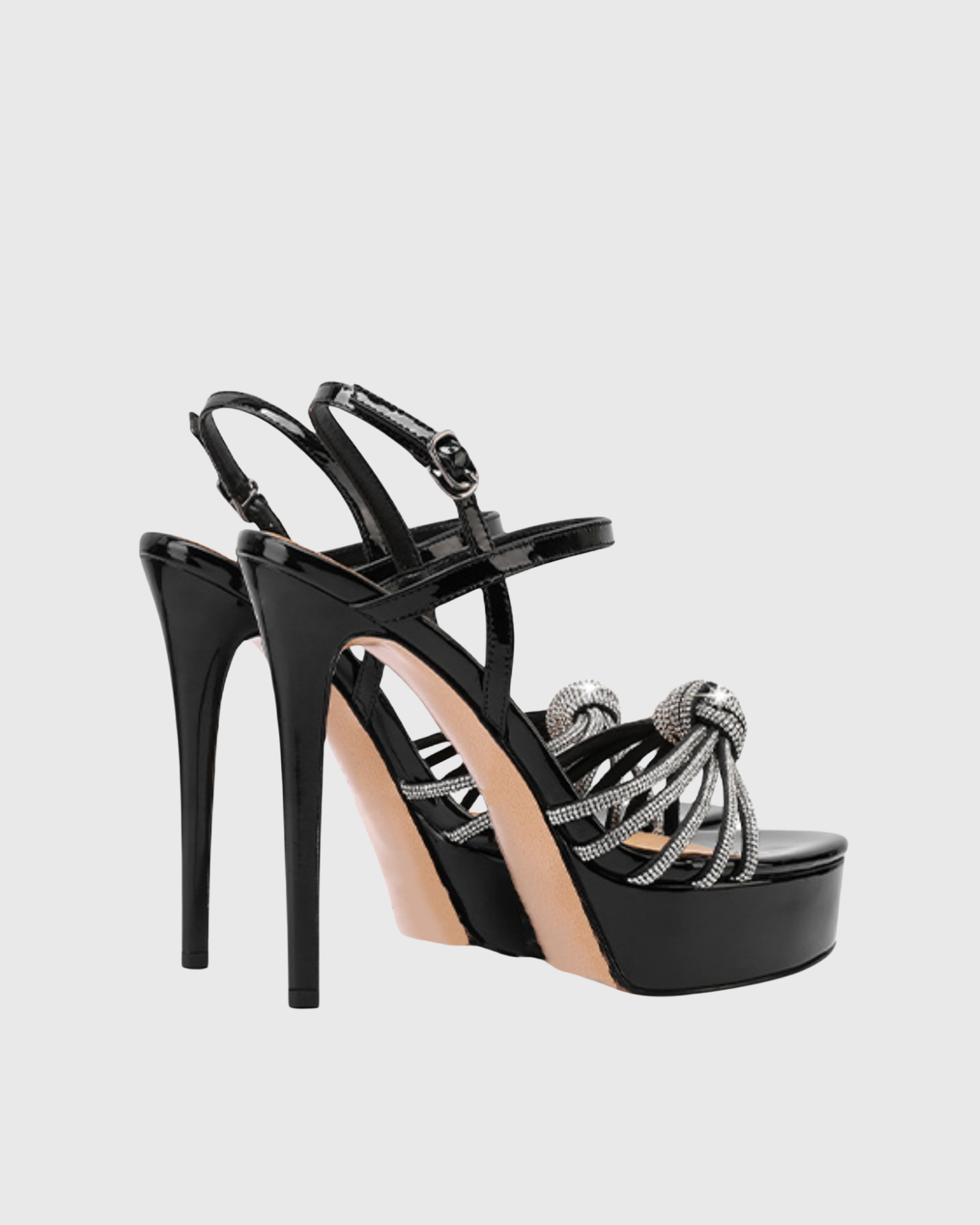 Kelly Sparkle Knot Strap Platform Sandals In Black