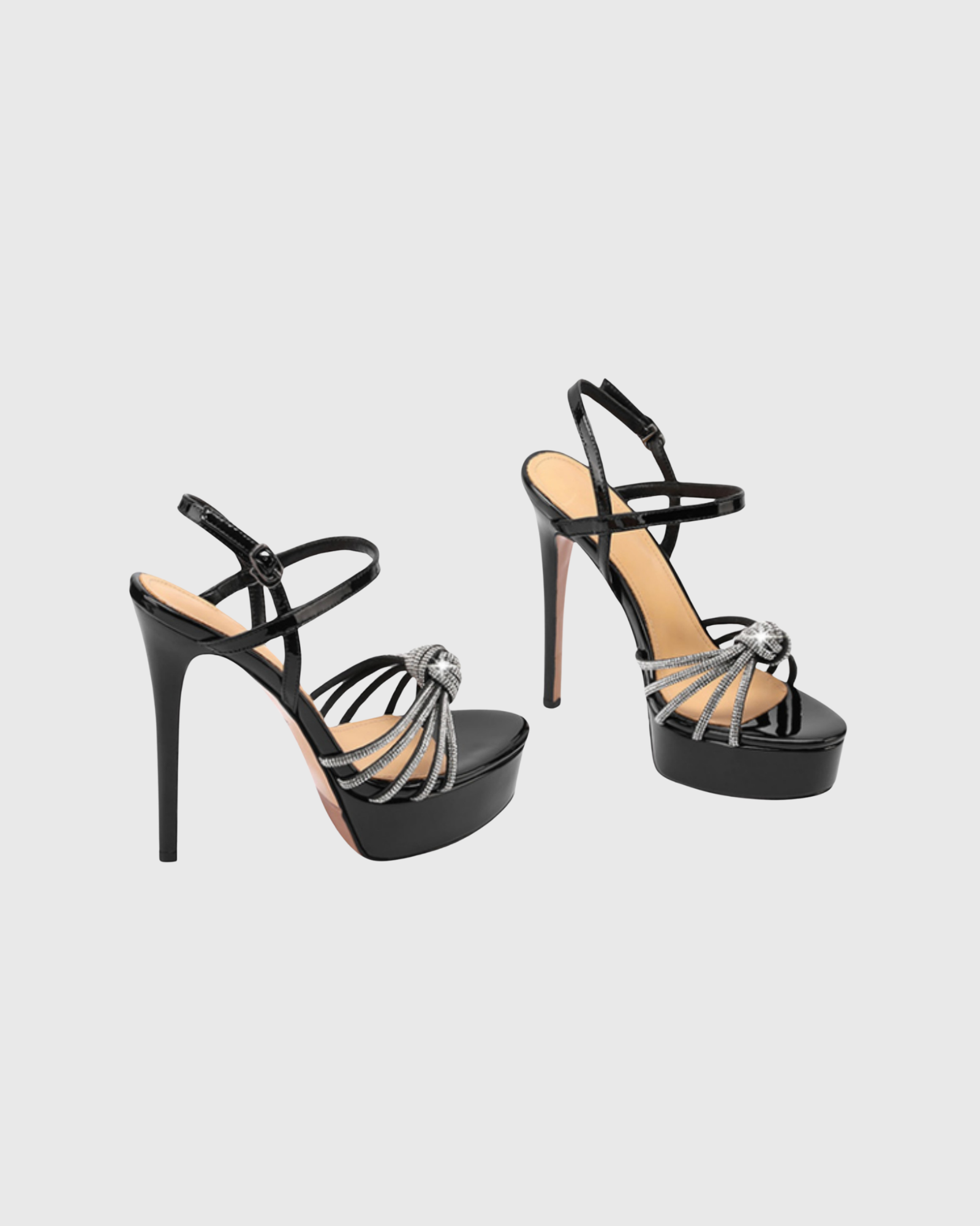 Kelly Sparkle Knot Strap Platform Sandals In Black