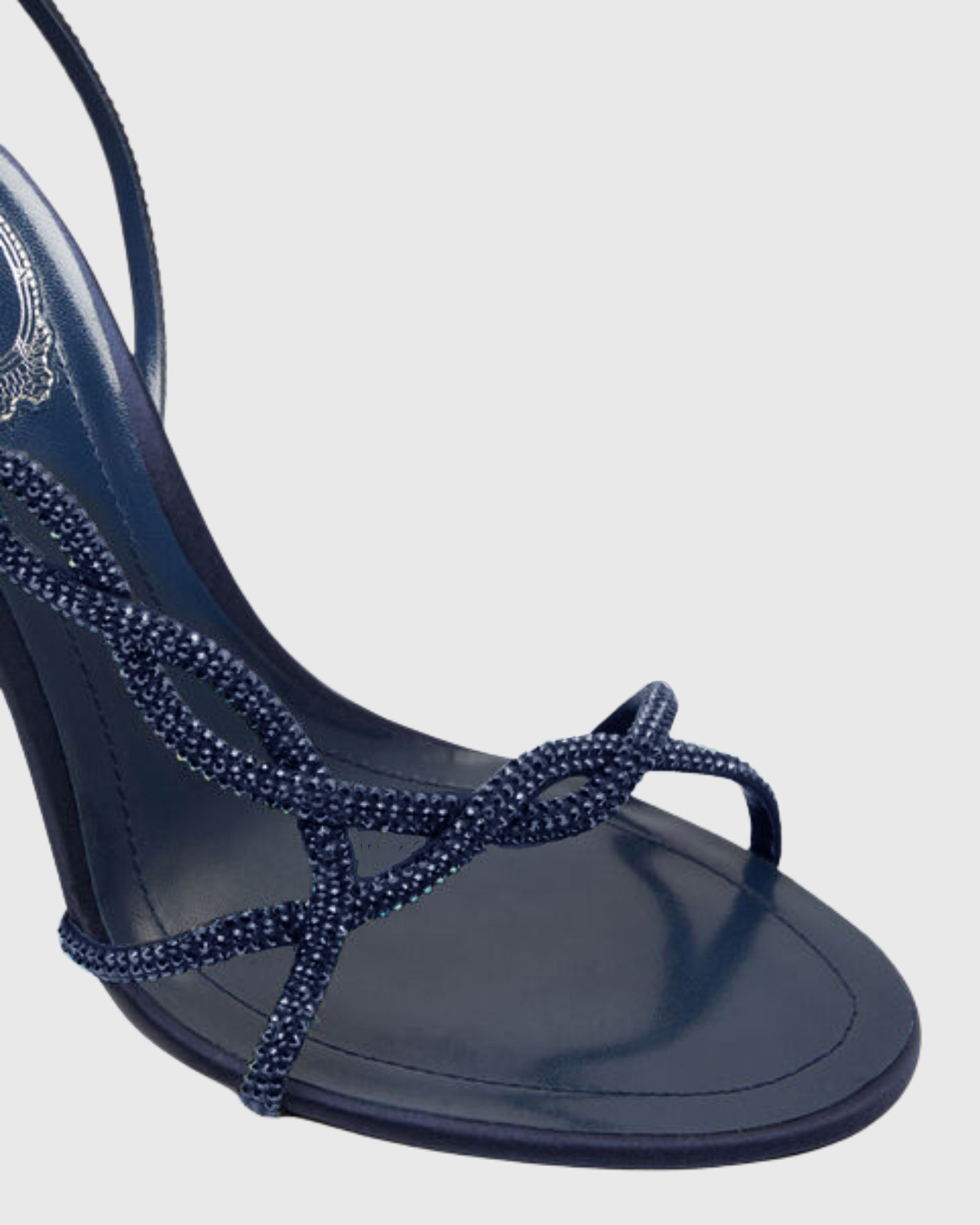 Lana Rhinestone Woven Sandals In Navy