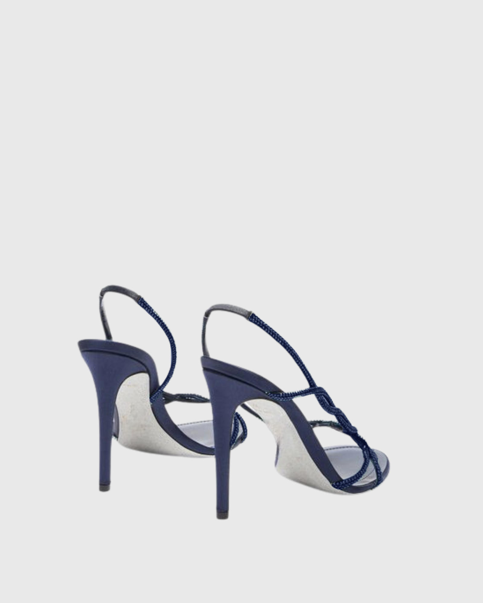 Lana Rhinestone Woven Sandals In Navy