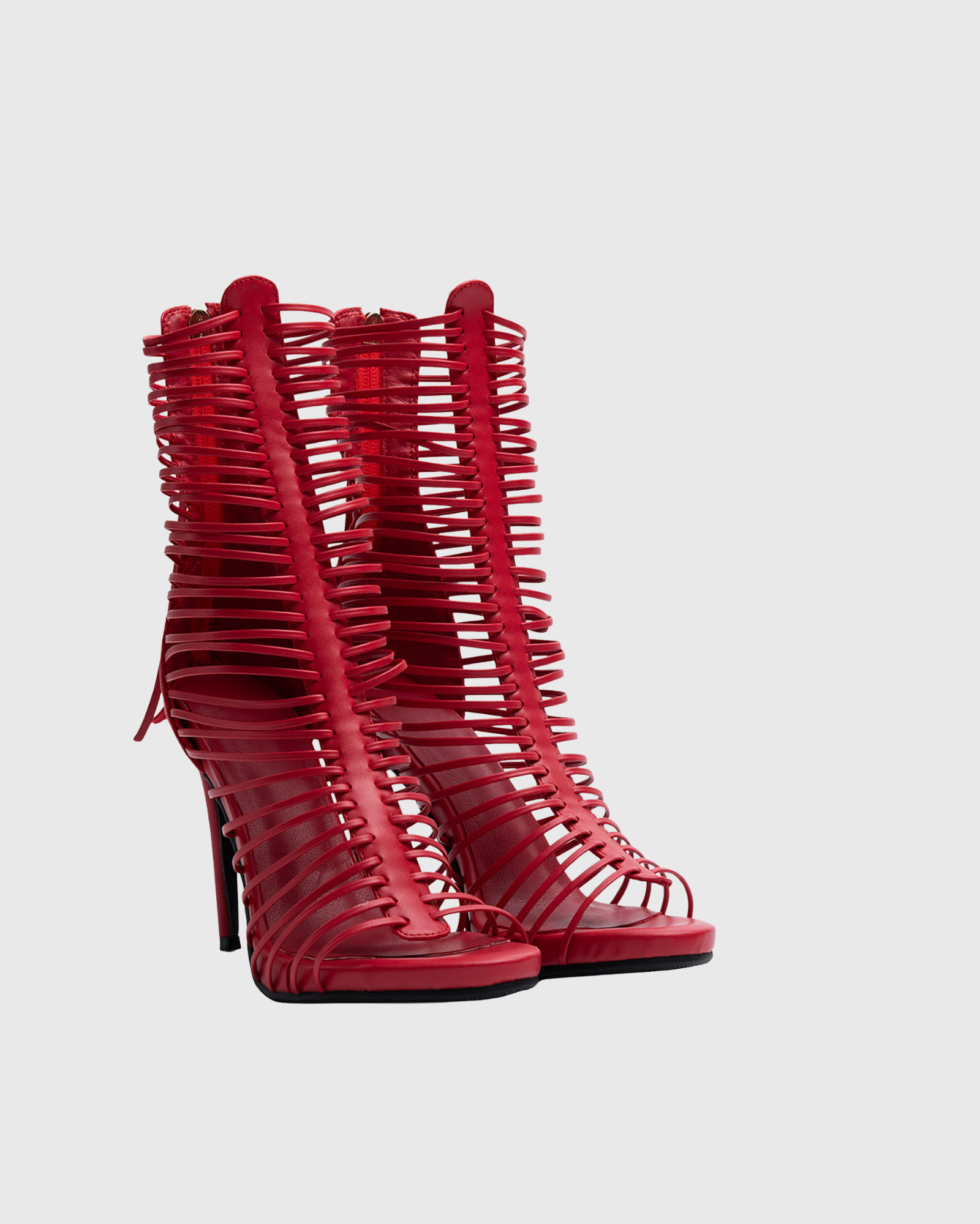 Livane Strap Fringe Open Toe Sandals In Red