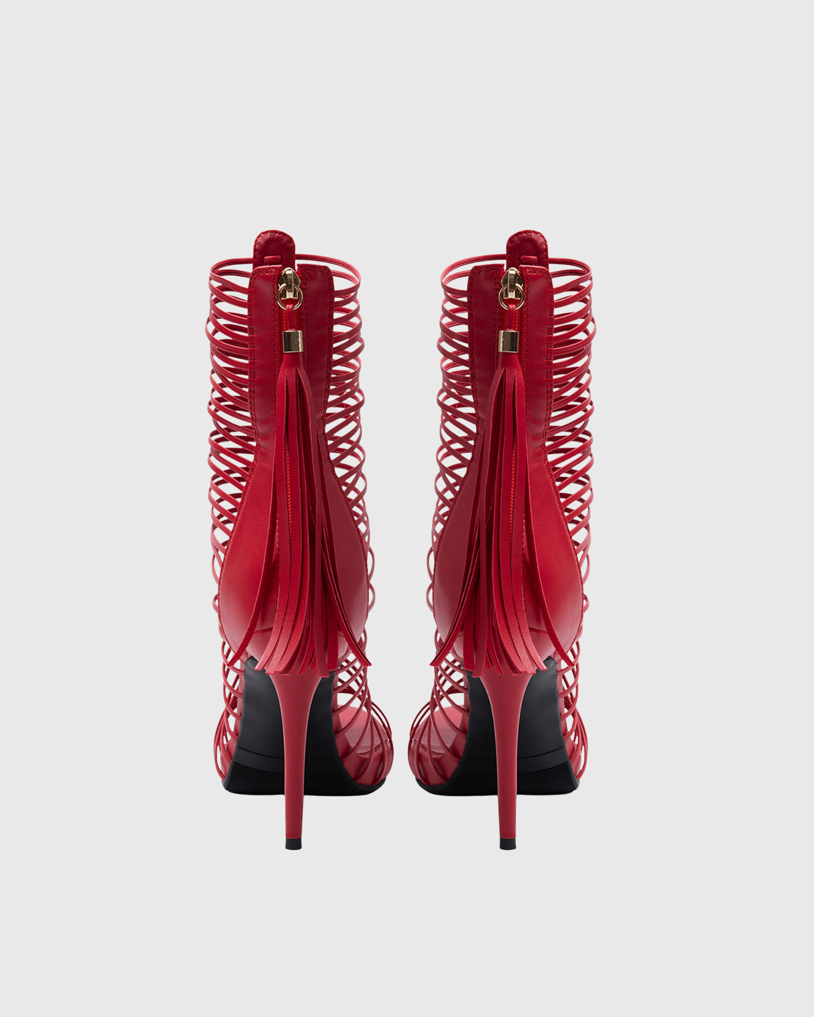 Livane Strap Fringe Open Toe Sandals In Red