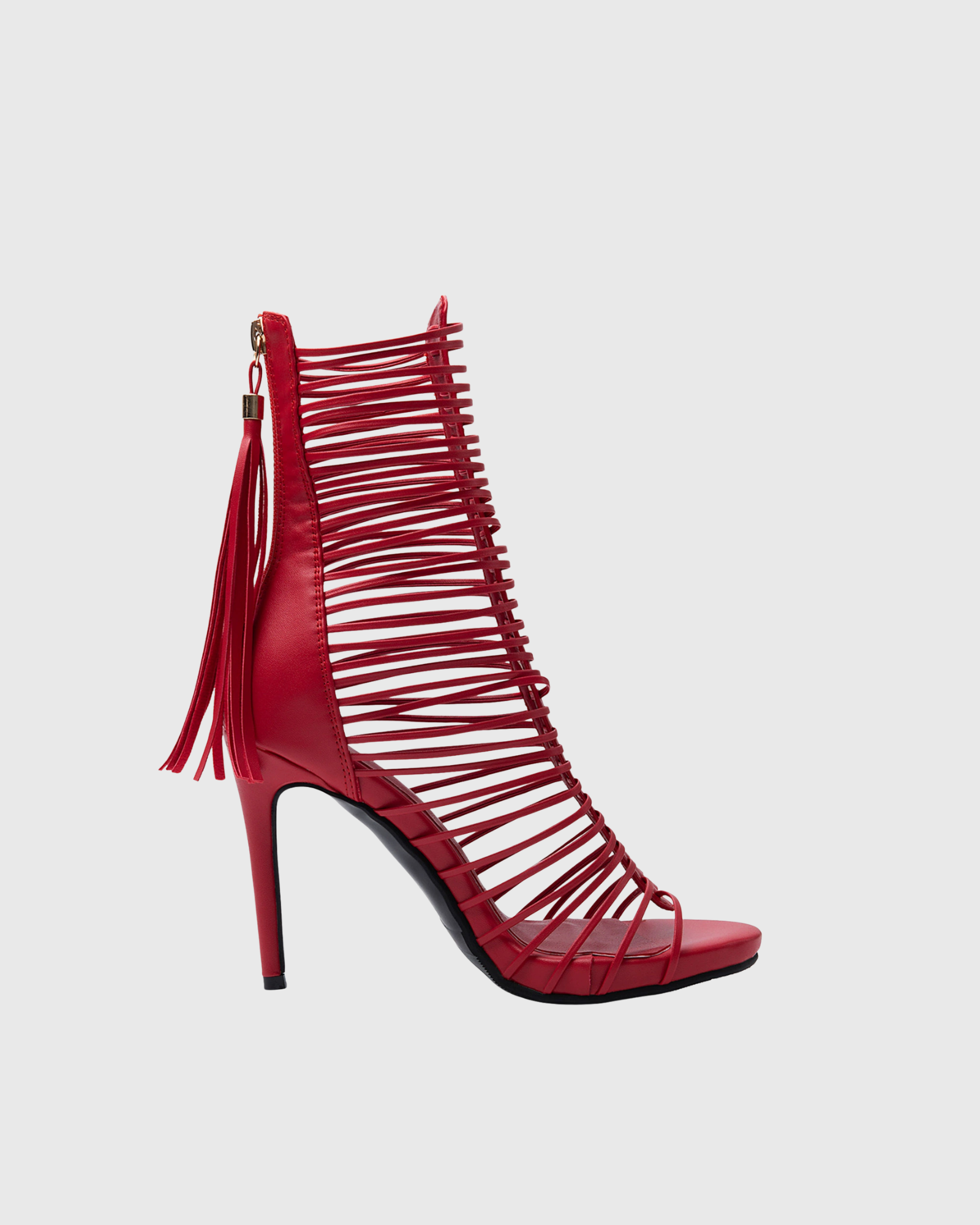 Livane Strap Fringe Open Toe Sandals In Red