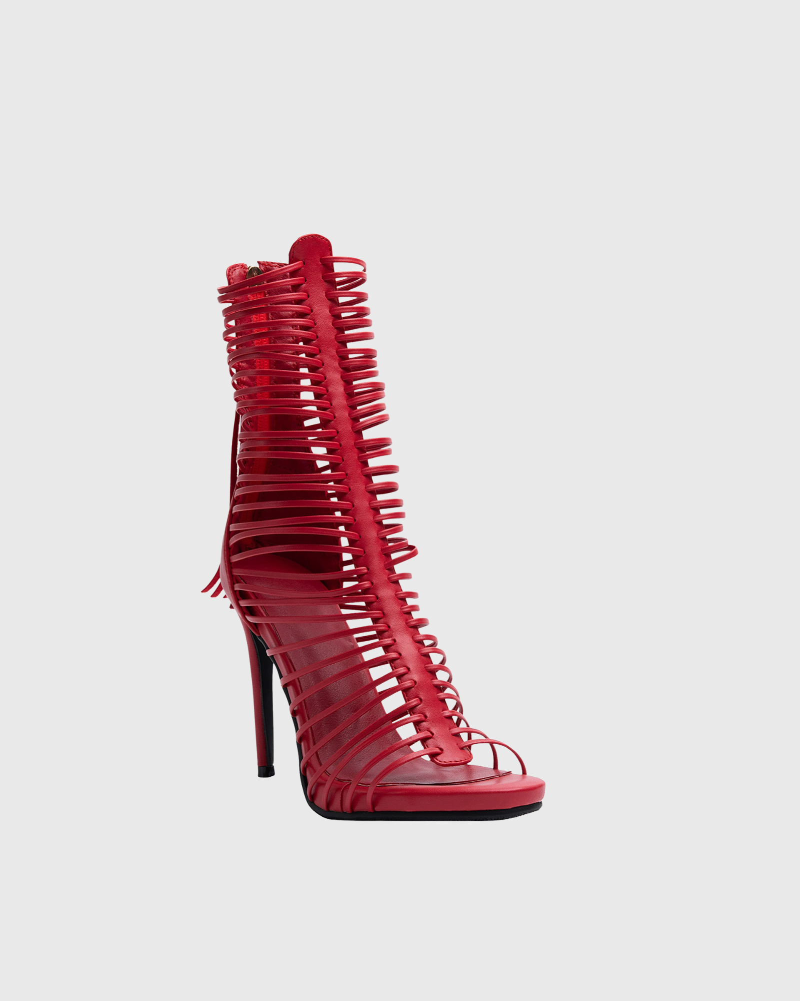 Livane Strap Fringe Open Toe Sandals In Red