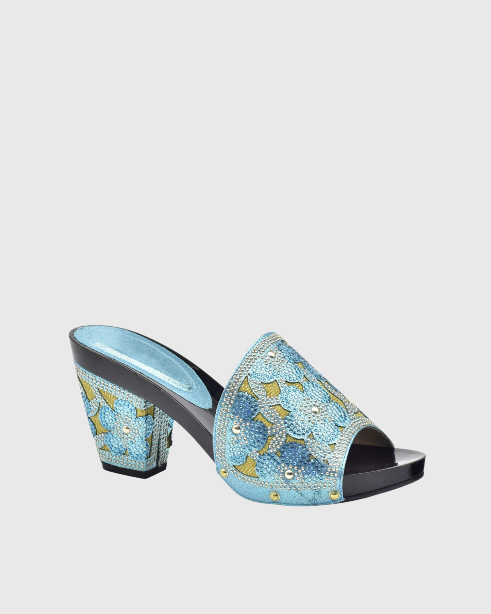 Madi Rhinestone Mules In Sky Blue