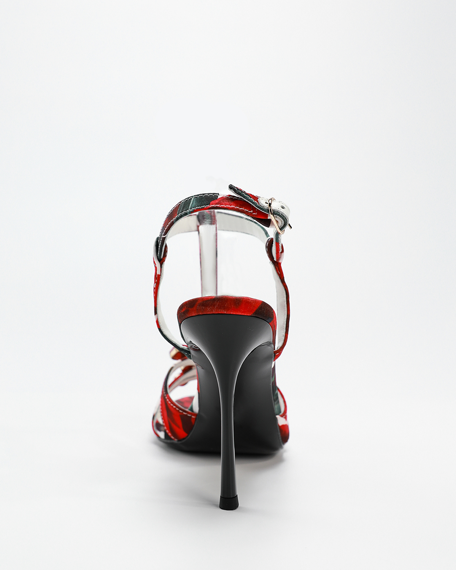 Mahin Flower Print Sandals In Red