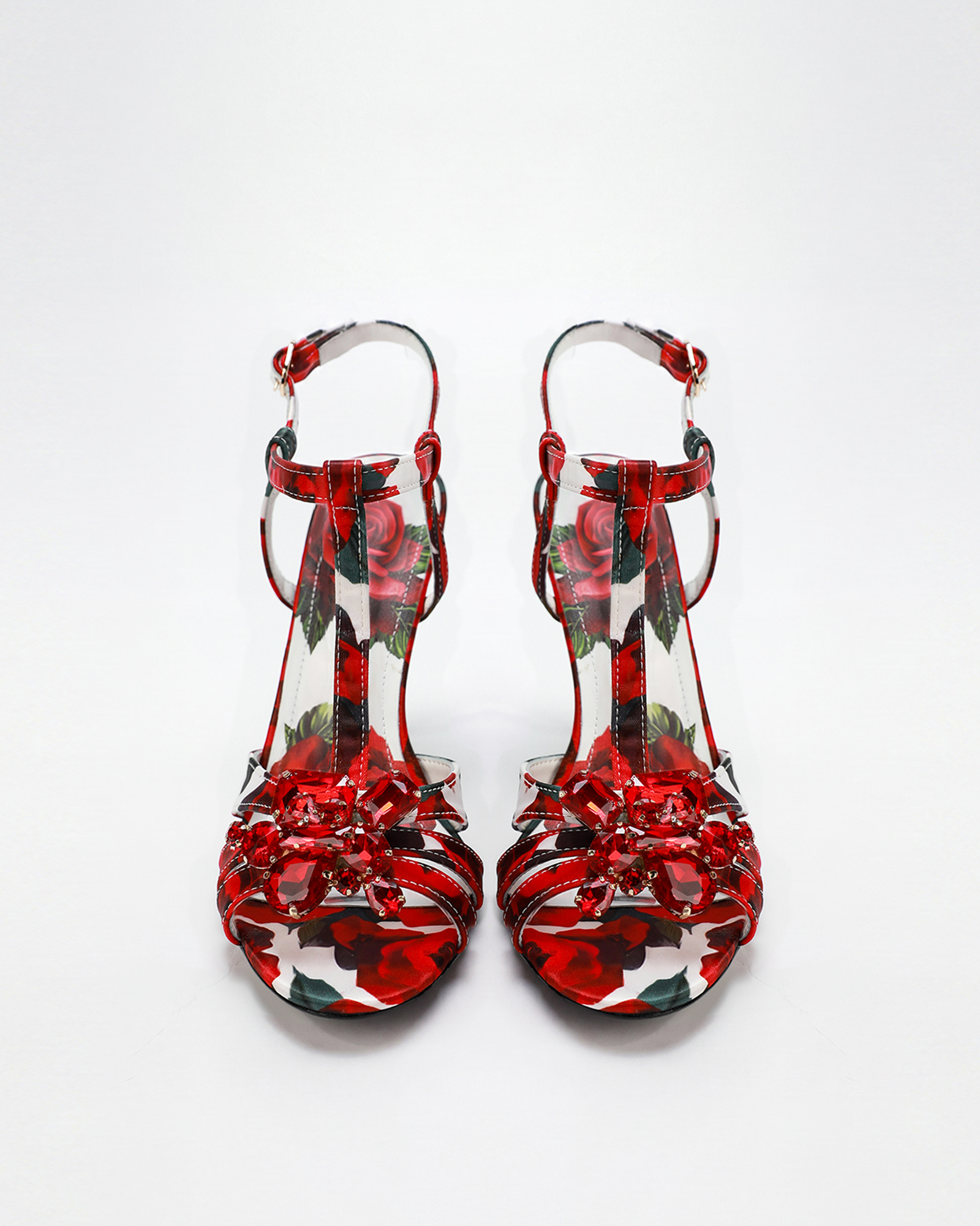 Mahin Flower Print Sandals In Red