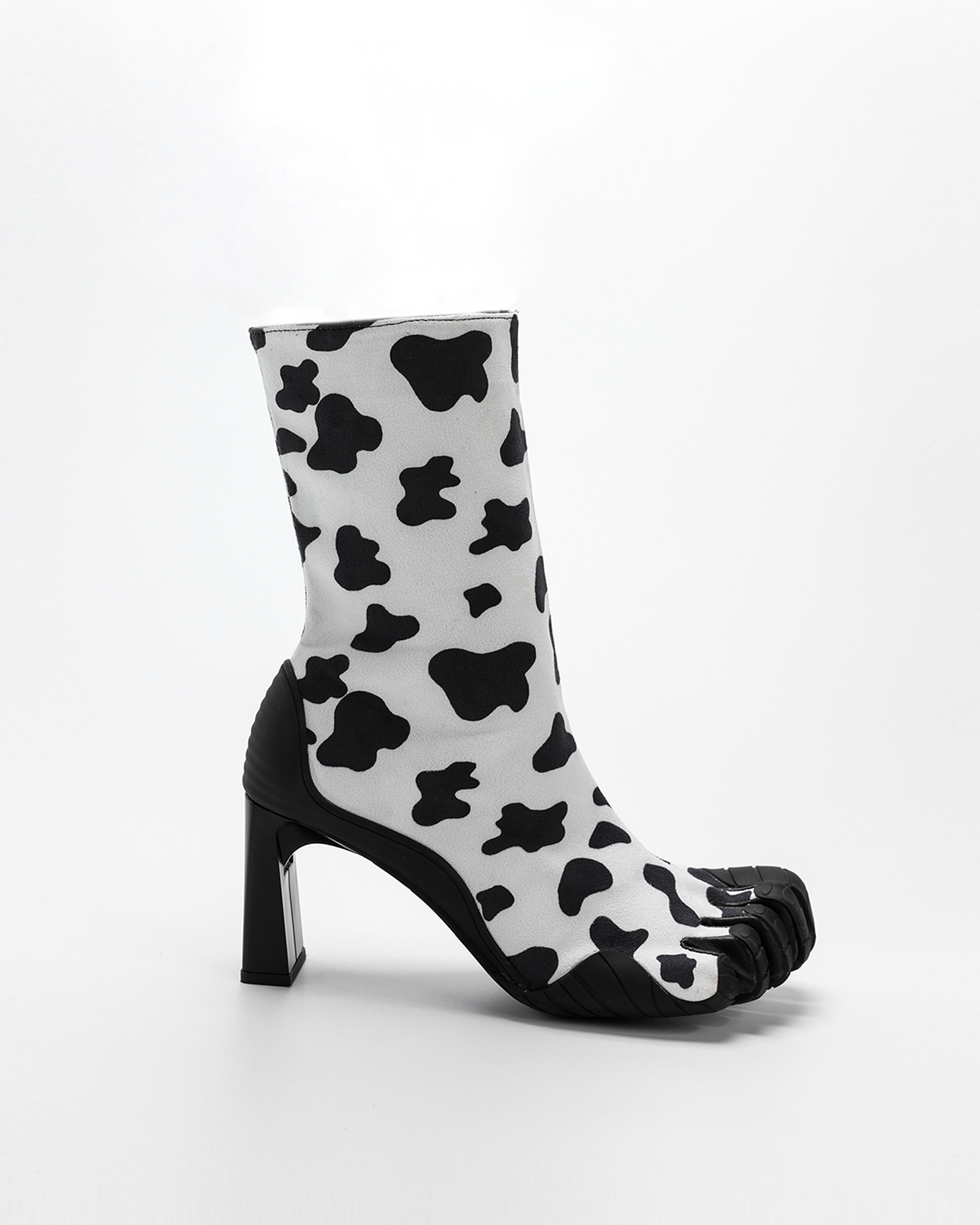 Mahsa Cow Print Ankle Boots