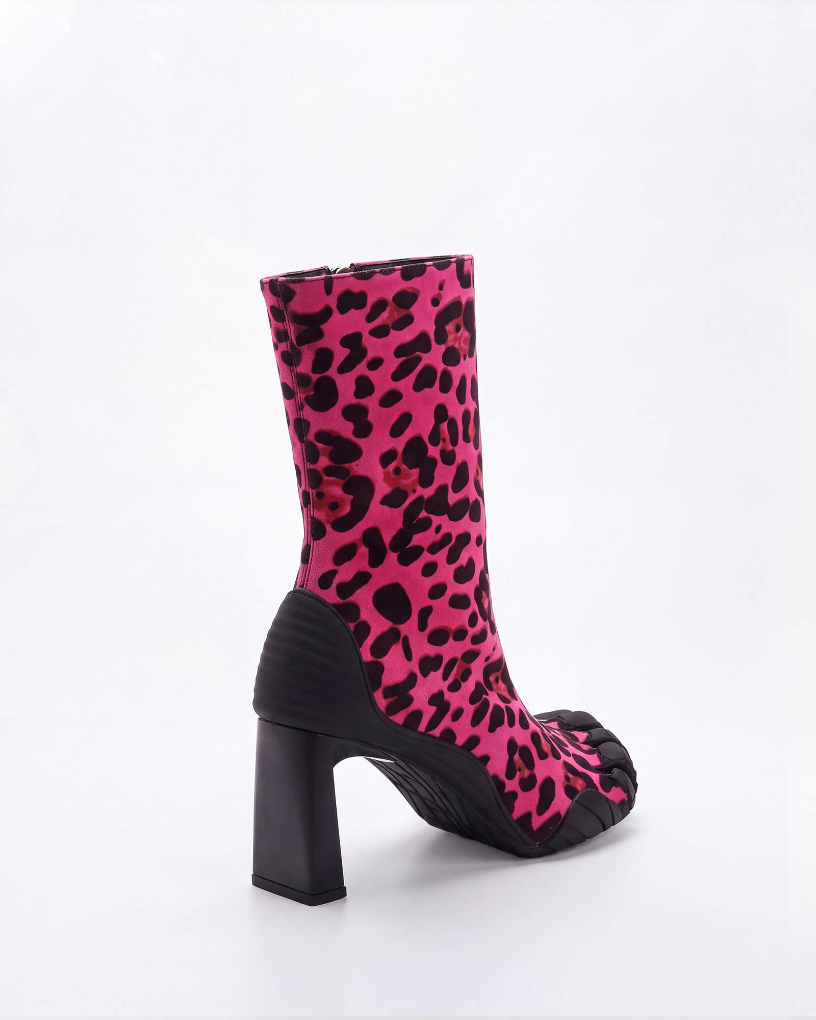 Mahsa Leopard Print Split Toe Boots In Pink