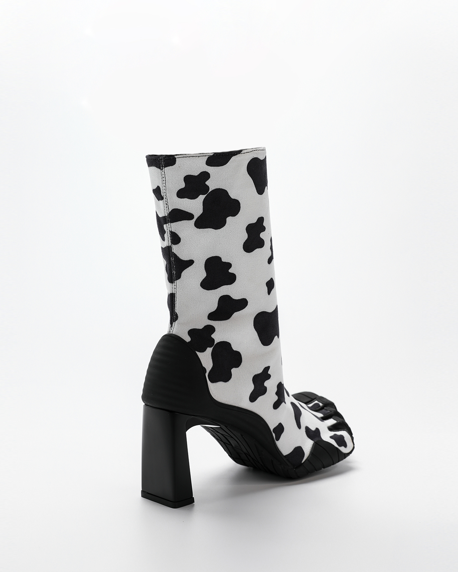 Mahsa Cow Print Ankle Boots
