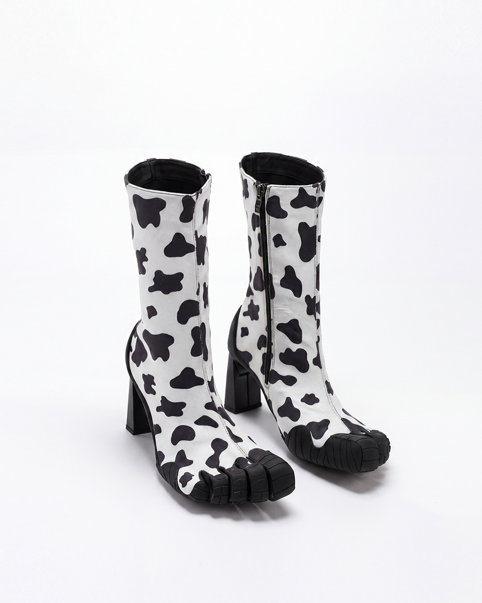 Mahsa Cow Print Ankle Boots