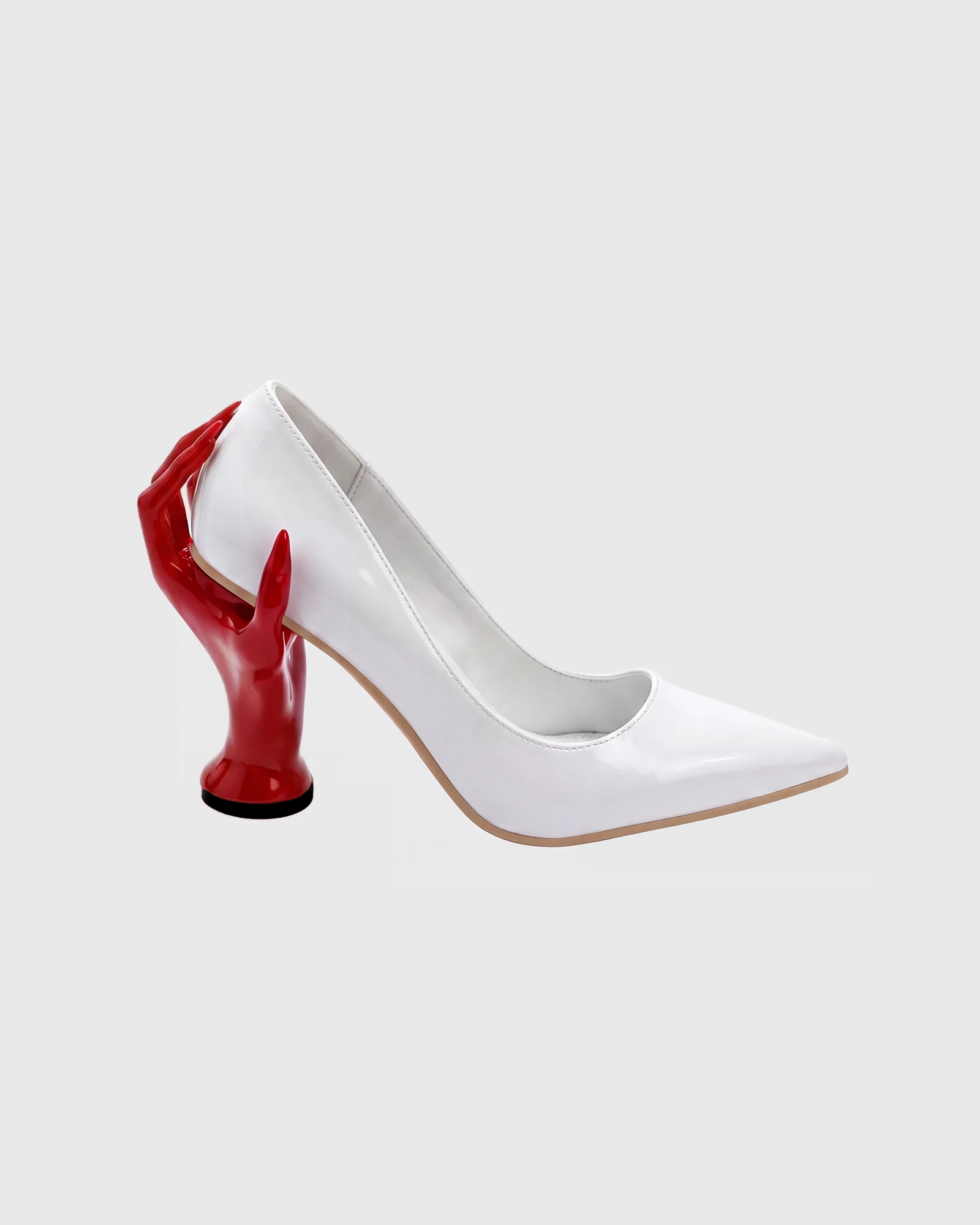 Maija Red Hand Sculpture Heels In White