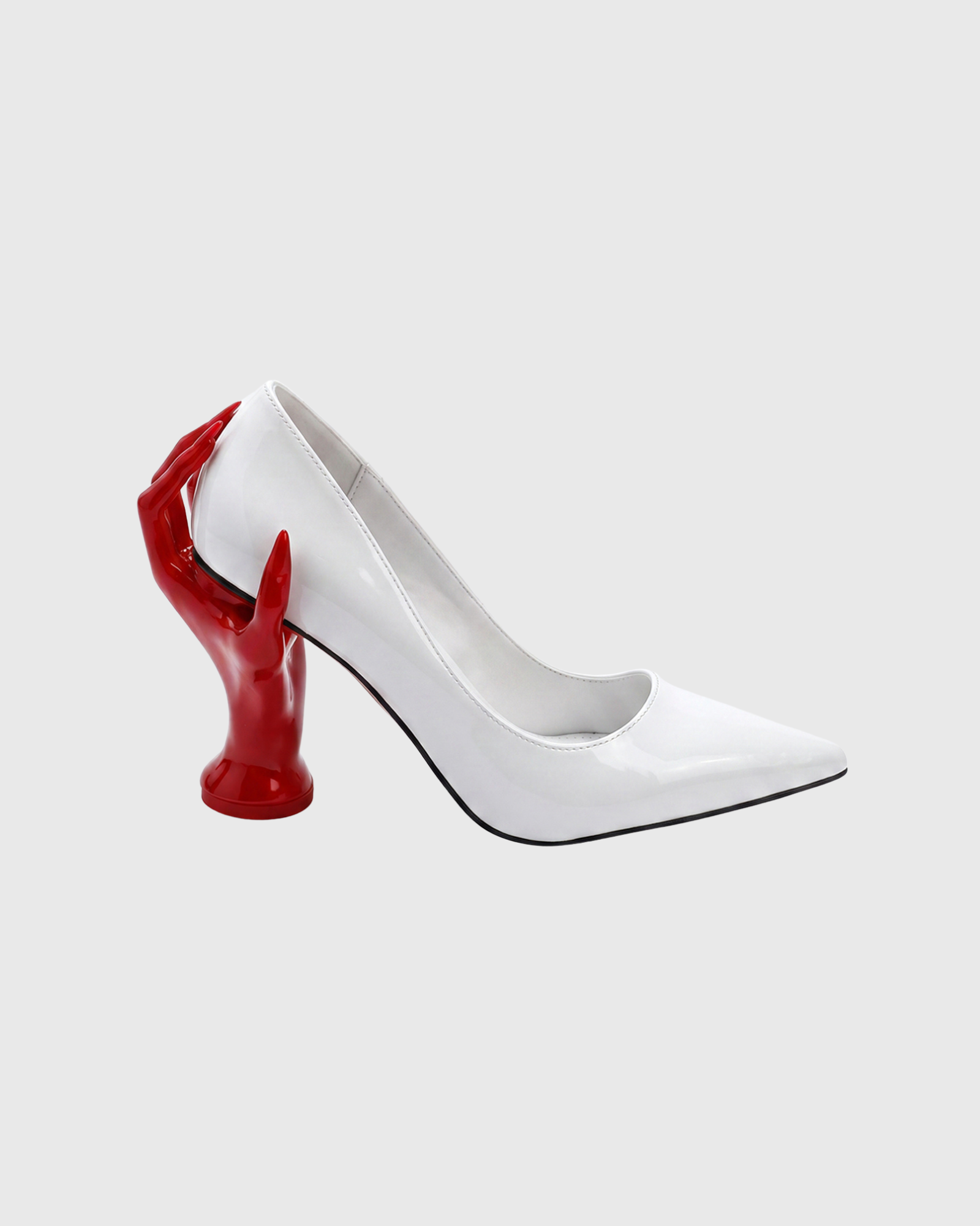 Maija Red Hand Sculpture Heels In White