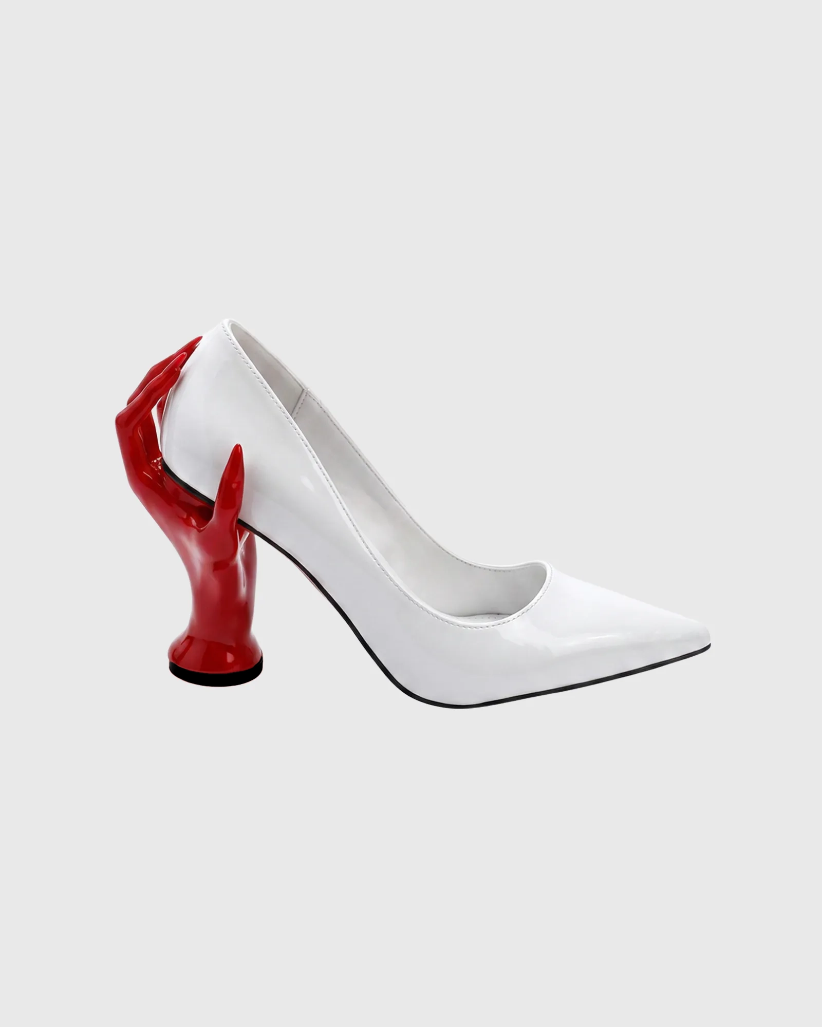Maija Red Hand Sculpture Heels In White