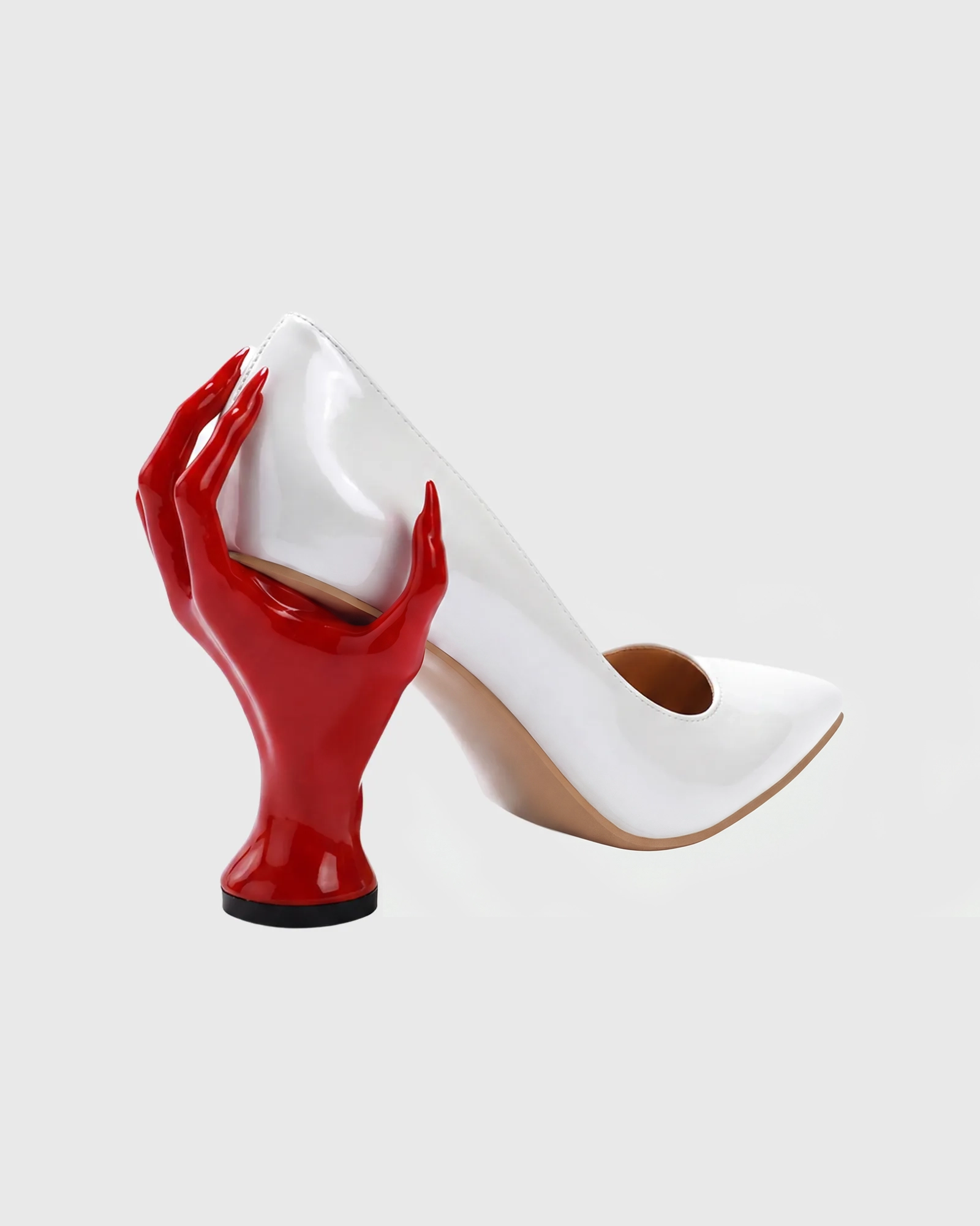 Maija Red Hand Sculpture Heels In White
