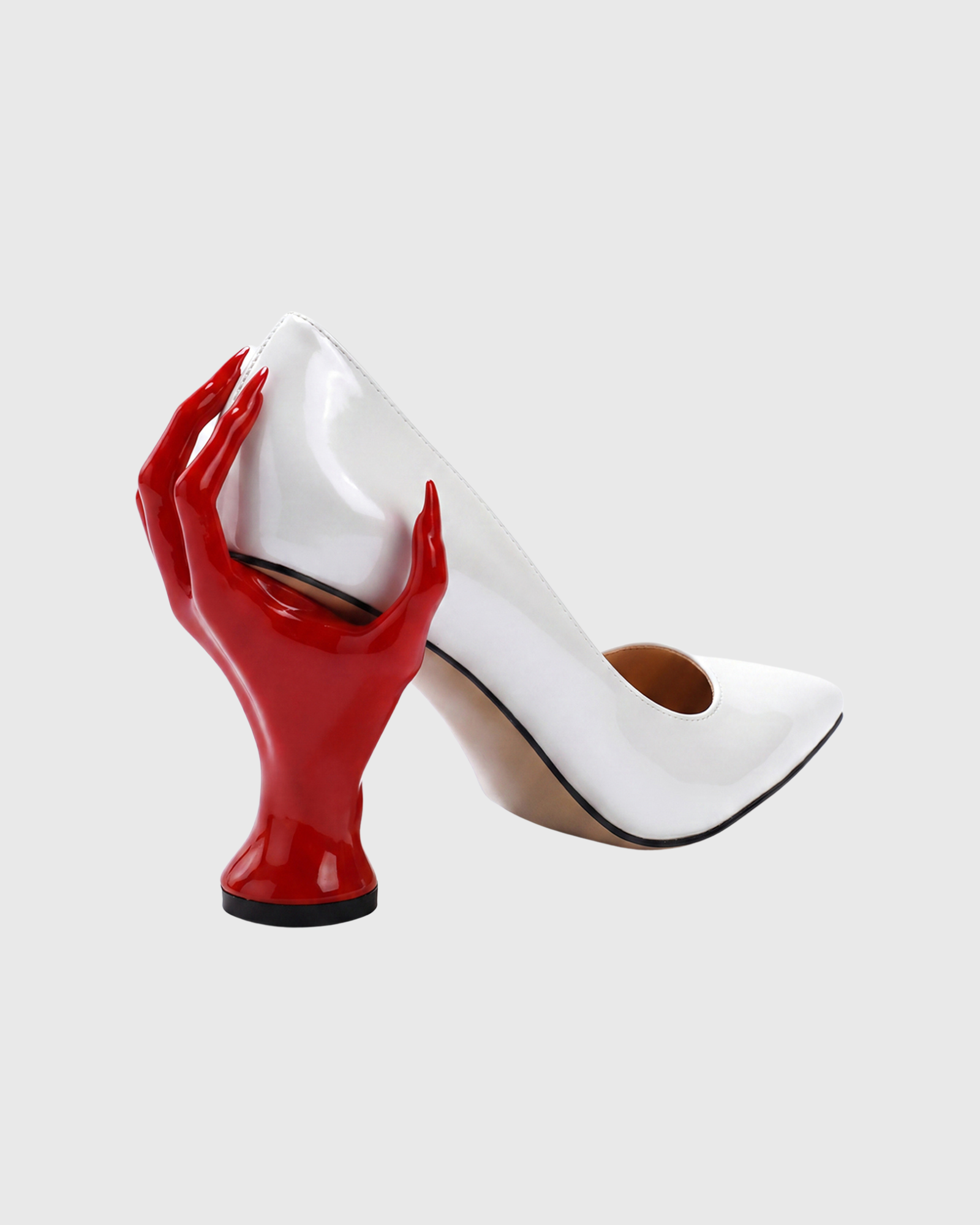 Maija Red Hand Sculpture Heels In White