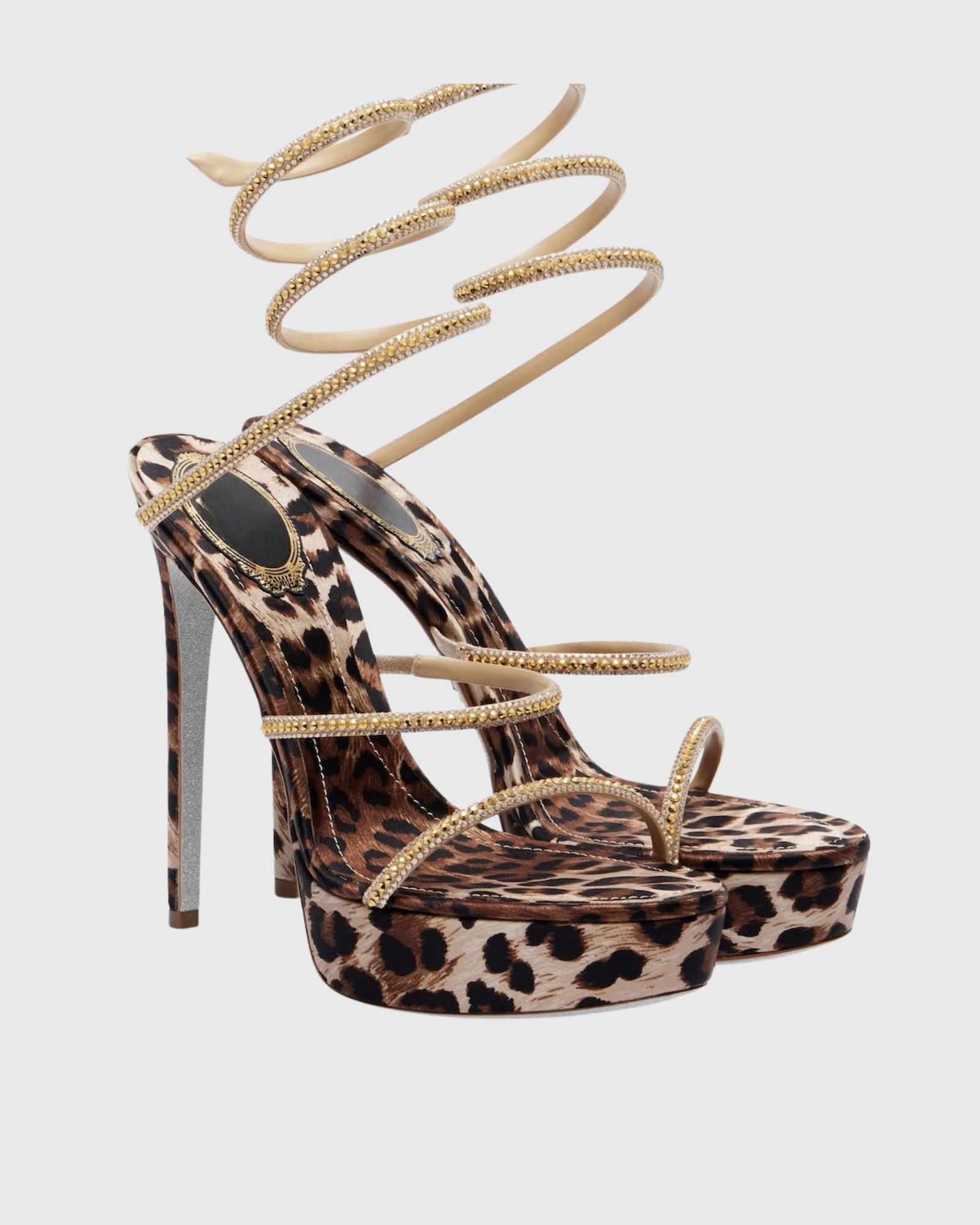 Myrtie Leopard Print Snake Sandals 