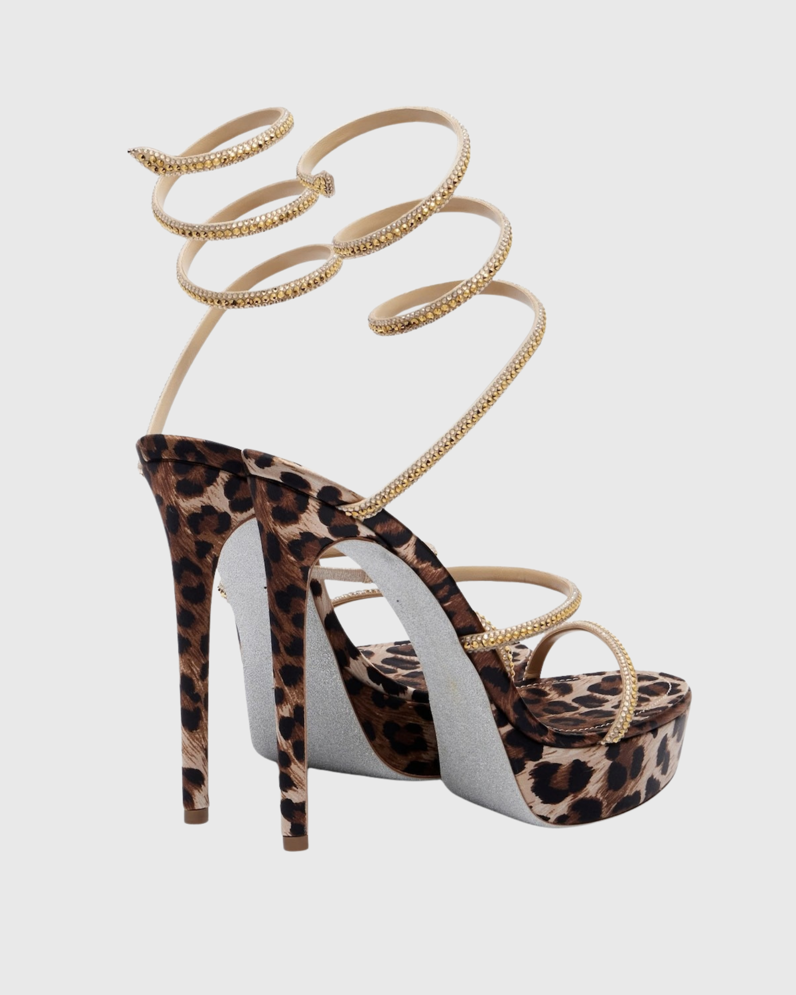 Myrtie Leopard Print Snake Sandals 