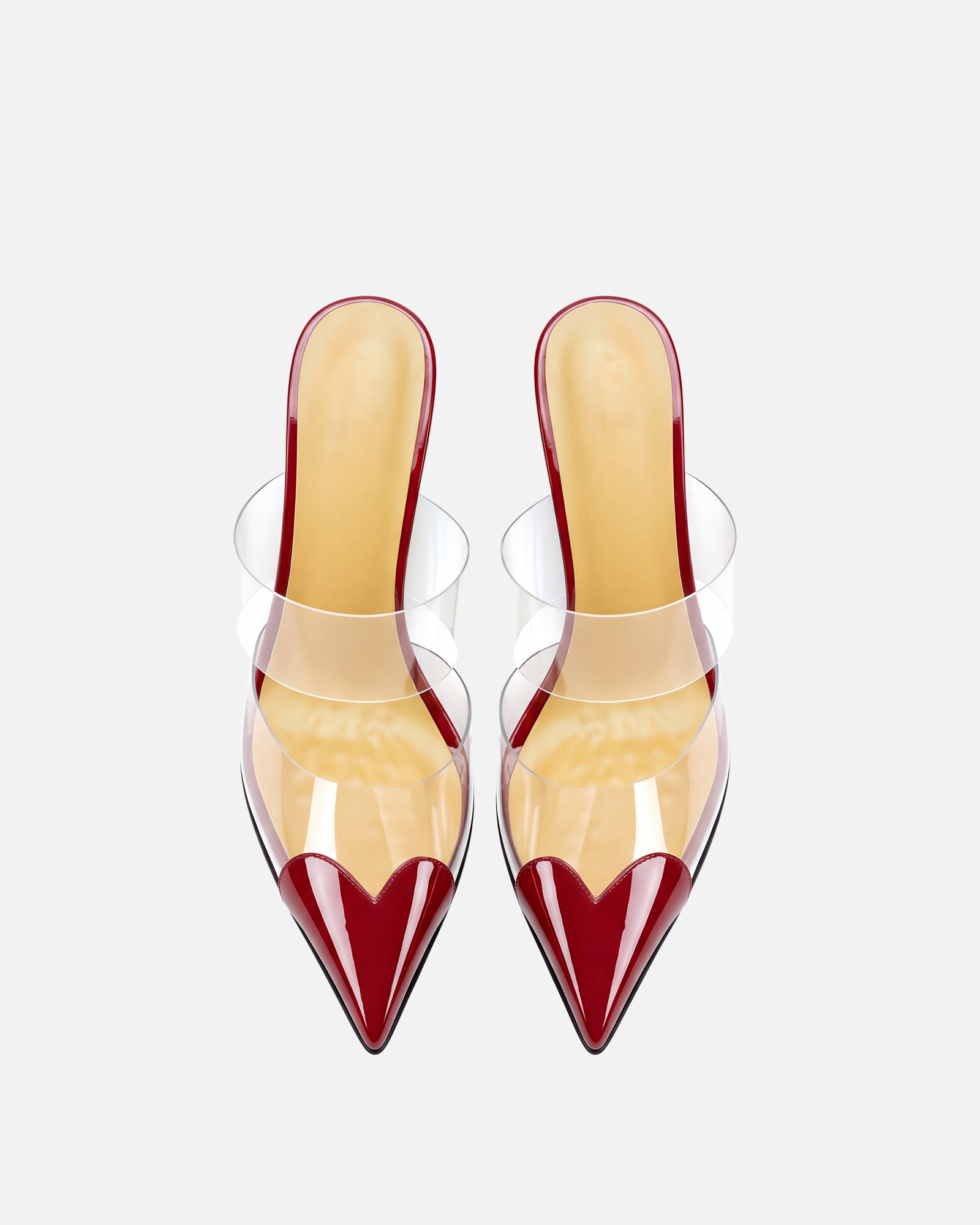Nico Heart Toe Heels Wedge Mules In Red