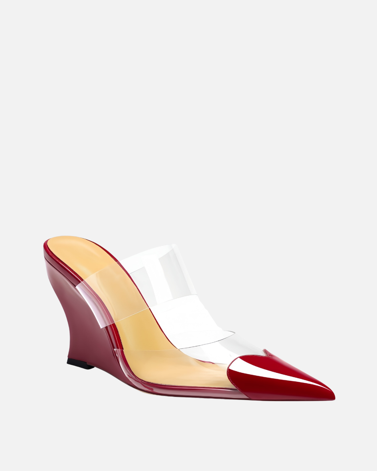 Nico Heart Toe Heels Wedge Mules In Red
