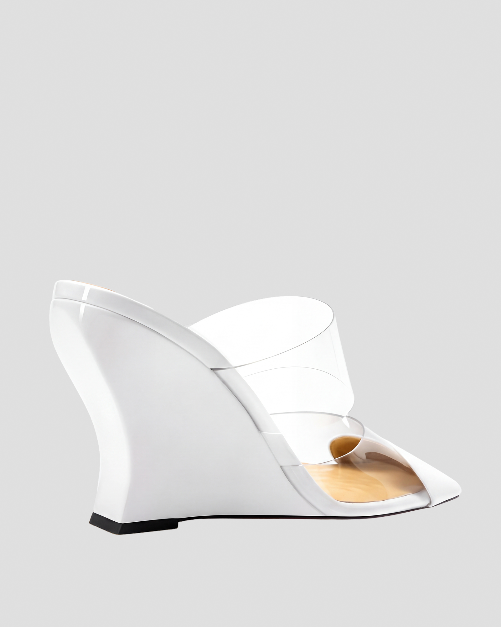 Nico Heart Toe Heels Wedge Mules In White