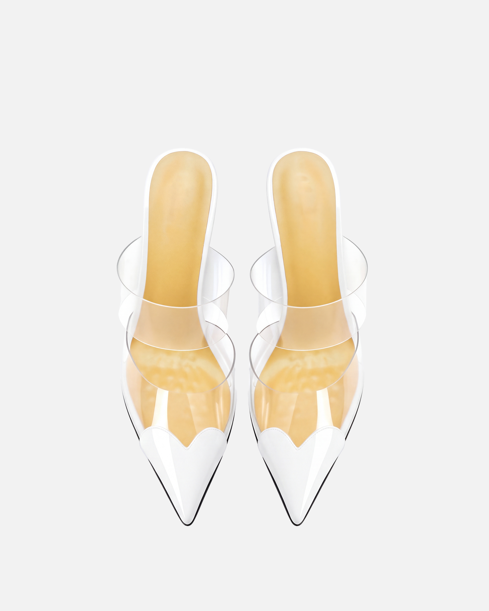 Nico Heart Toe Heels Wedge Mules In White