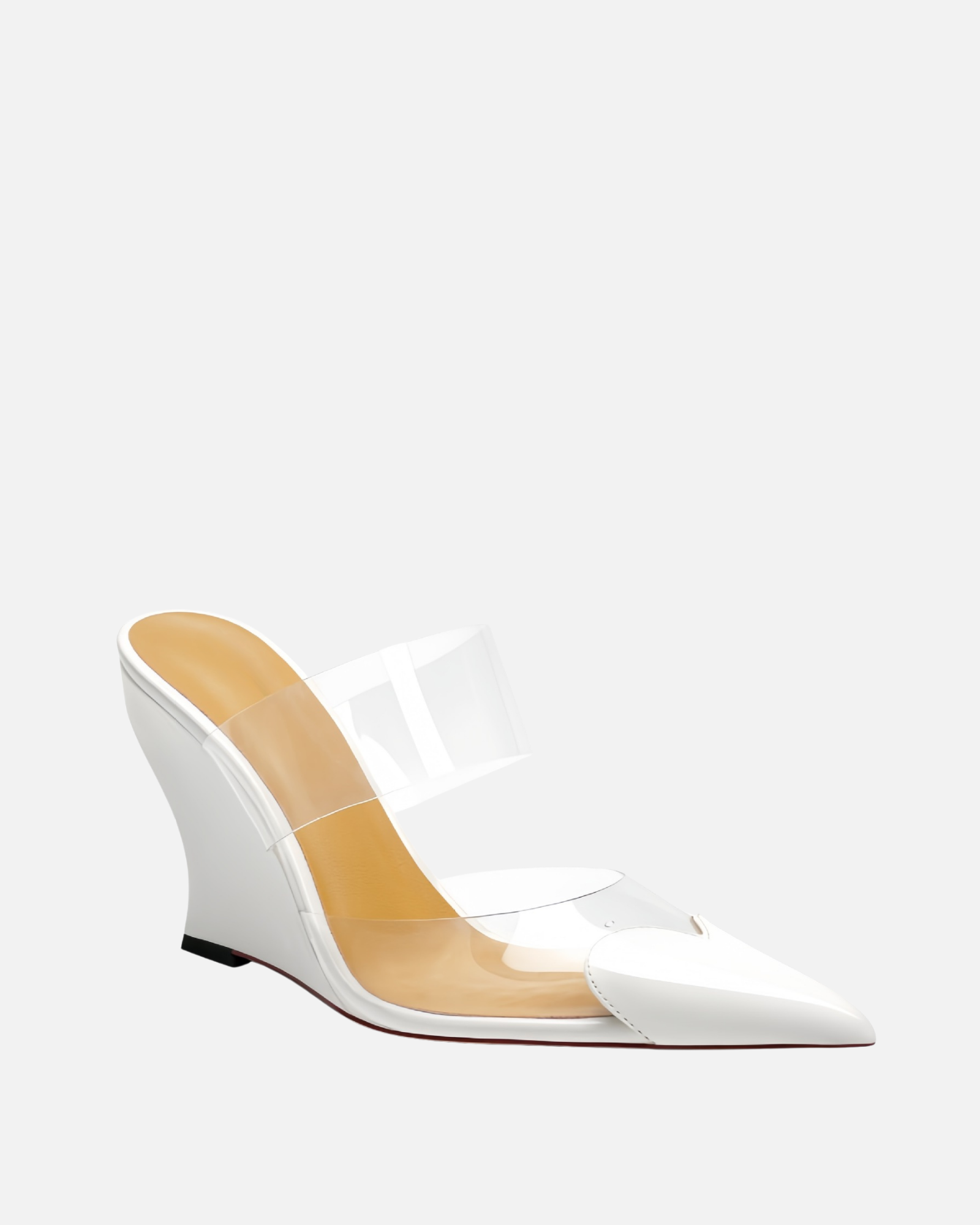 Nico Heart Toe Heels Wedge Mules In White