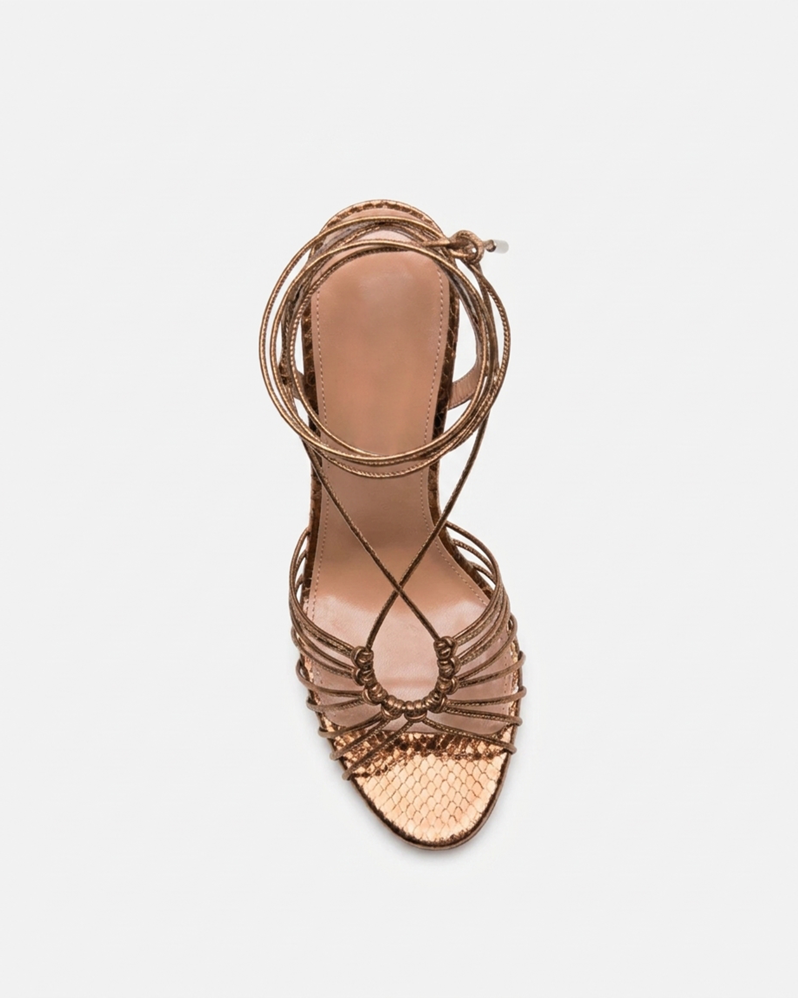 Nonia Metallic Strappy Sandals In Bronze