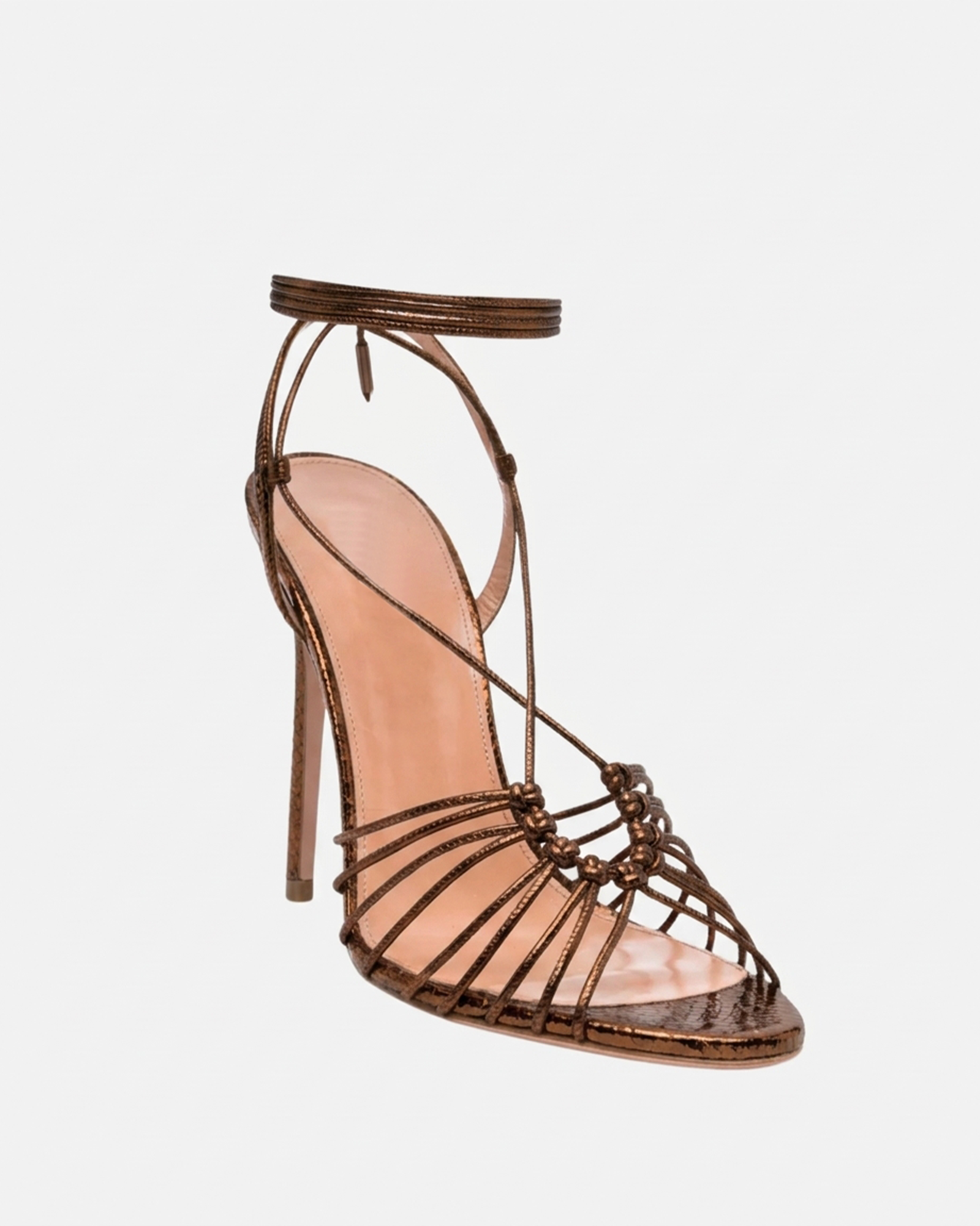 Nonia Metallic Strappy Sandals In Bronze
