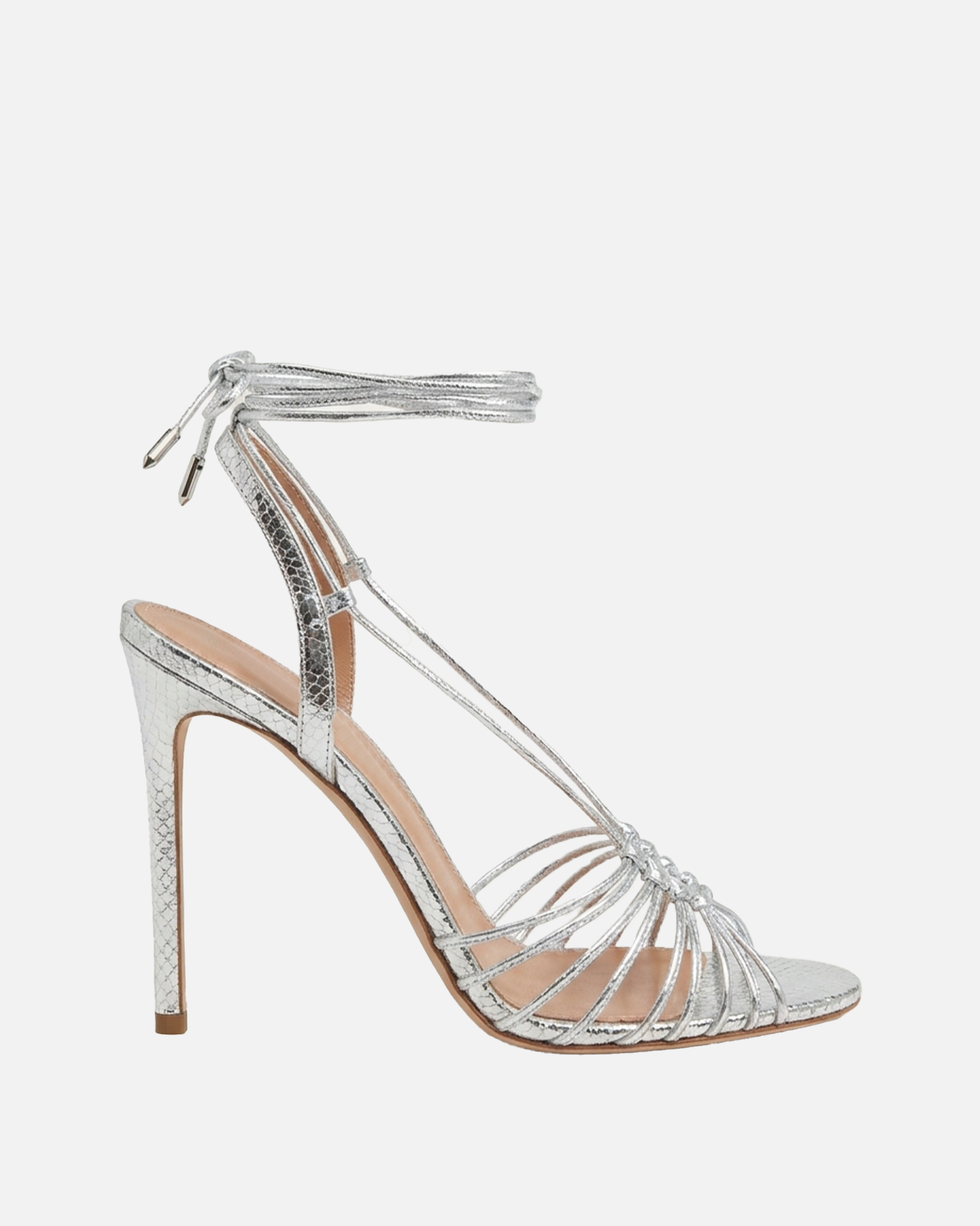 Nonia Metallic Strappy Sandals In Silver