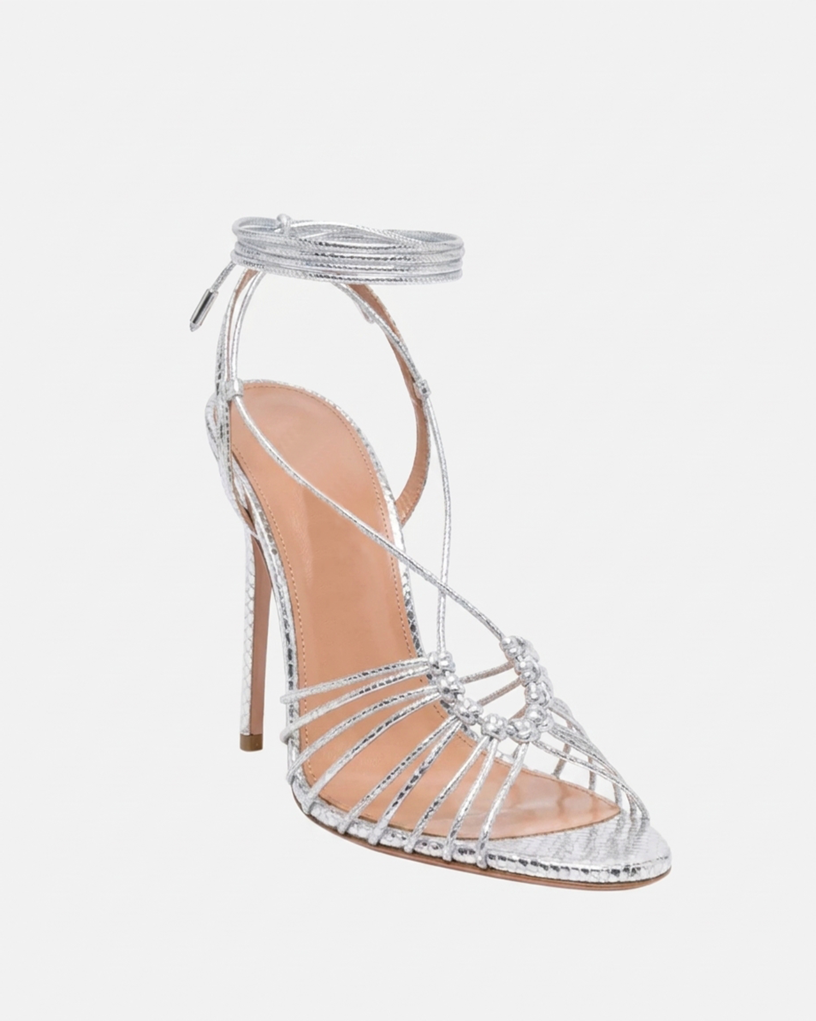Nonia Metallic Strappy Sandals In Silver