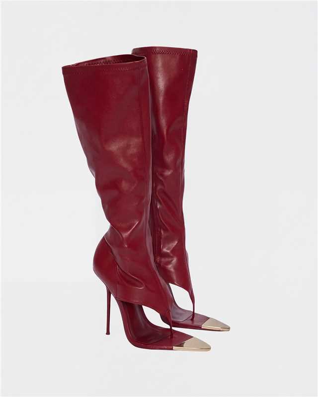 Norma Thong Knee Hight Boots In Red