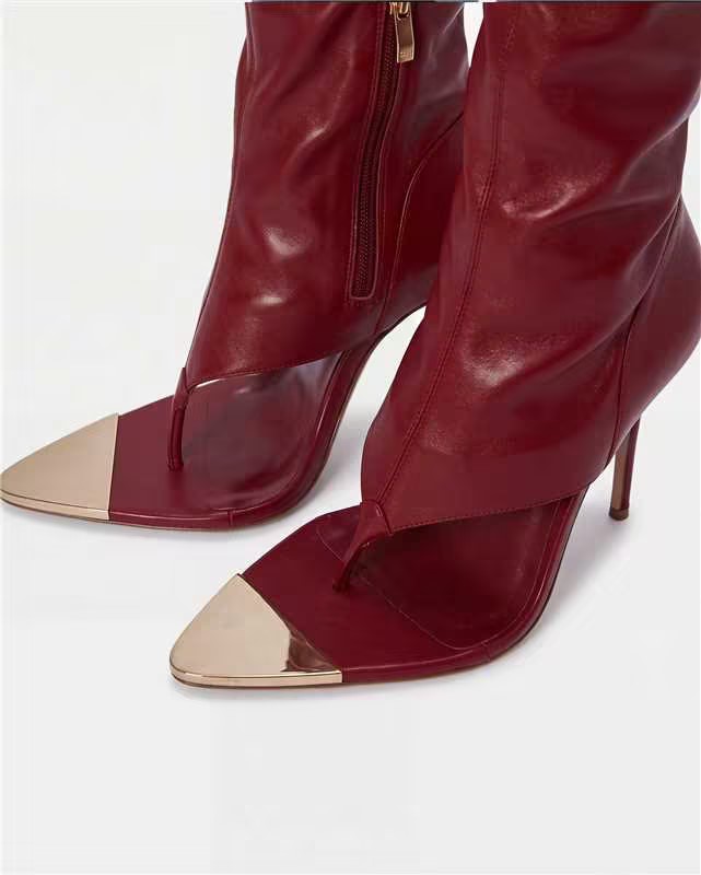 Norma Thong Knee Hight Boots In Red
