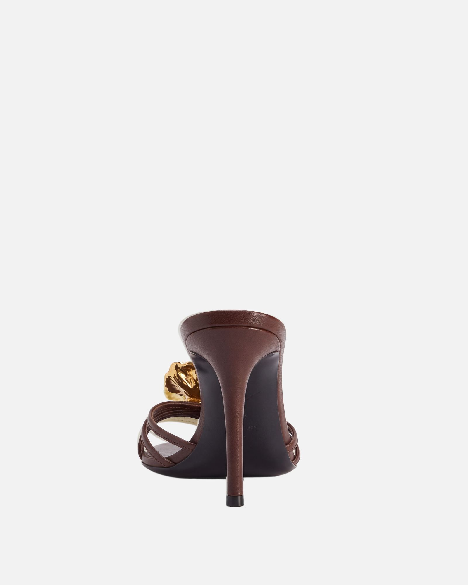 Orle Metal Crystal Flower Mules In Coffee