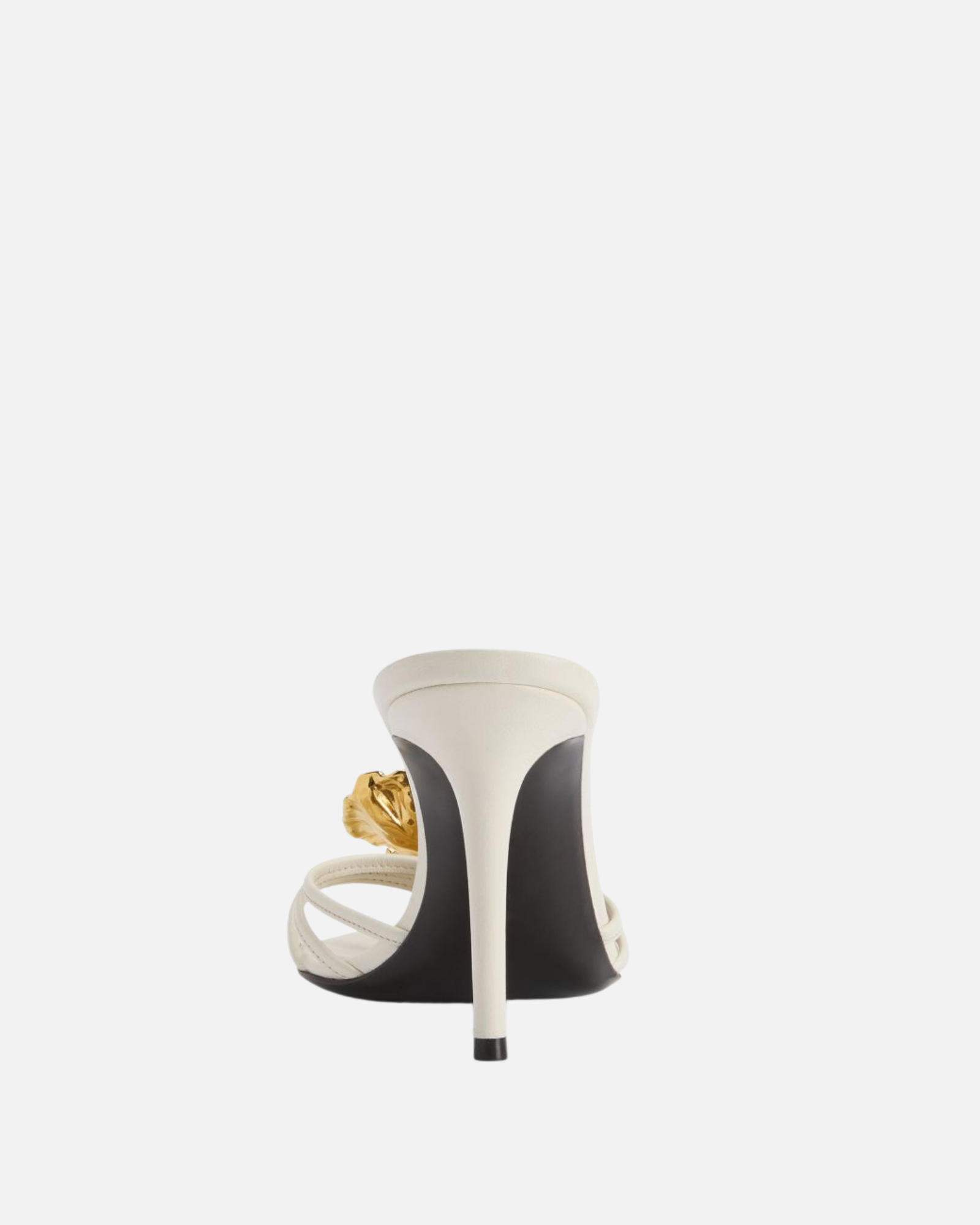 Orle Metal Crystal Flower Mules In White