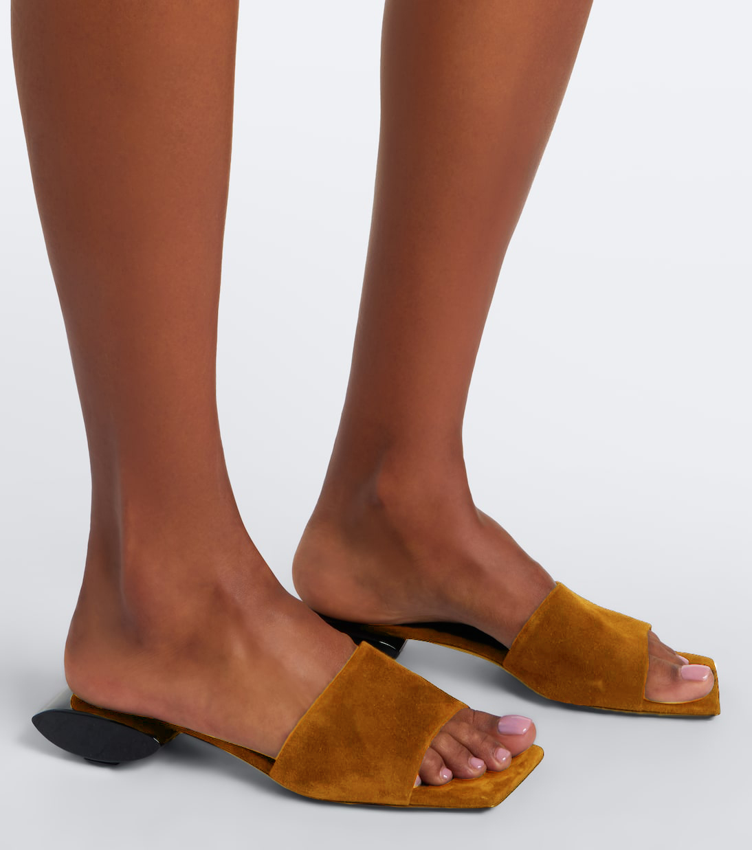 Adalindis Square Toe Block Heel Sandals In Brown