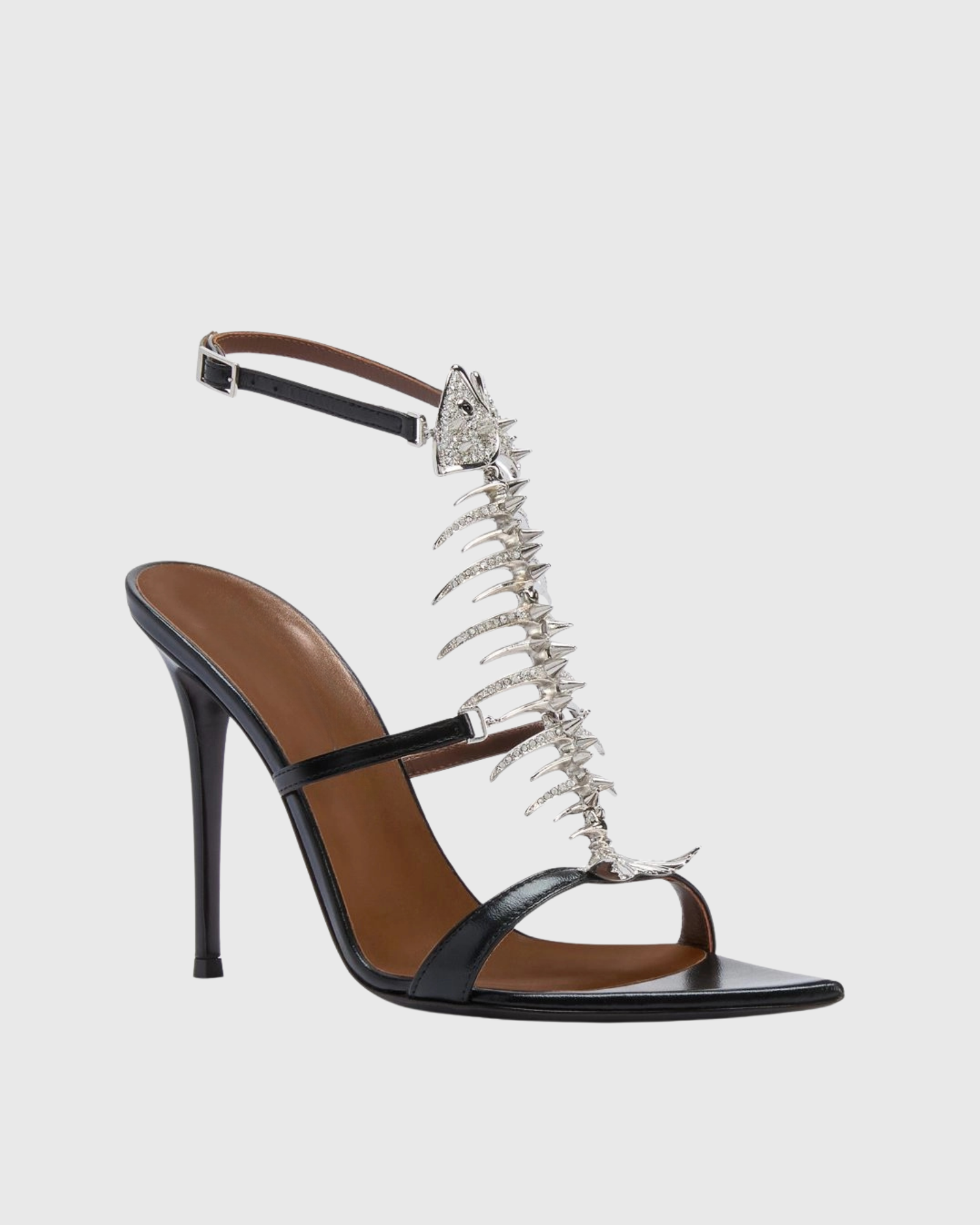 Pia Fish Bone Strap Sandals In Black