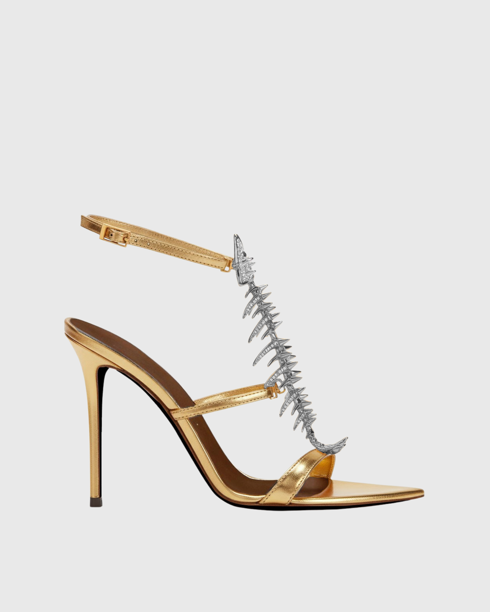 Pia Fish Bone Strap Sandals In Gold