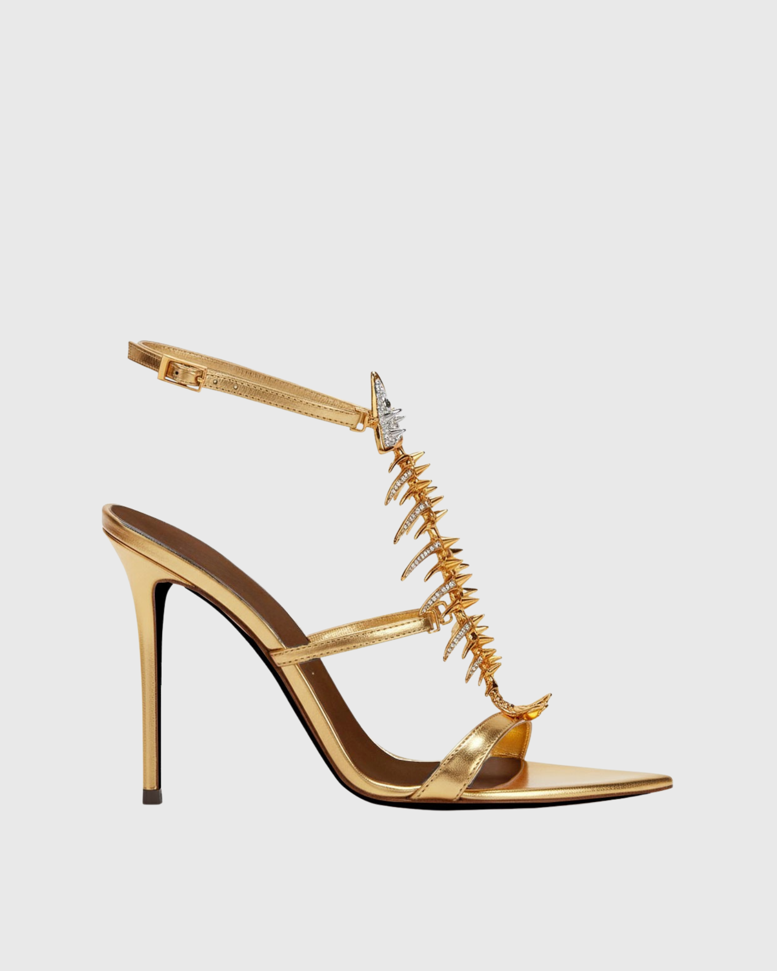 Pia Fish Bone Strap Sandals In Gold