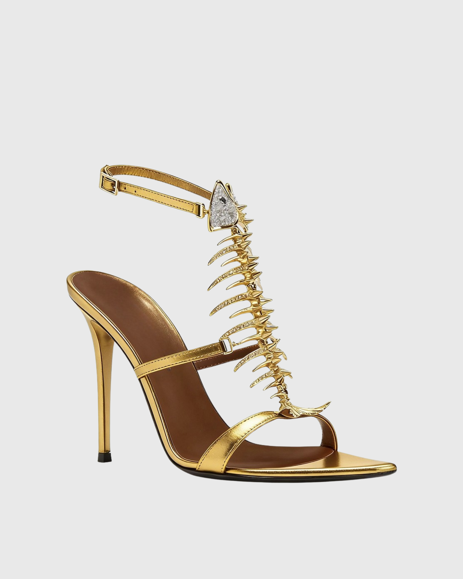 Pia Fish Bone Strap Sandals In Gold