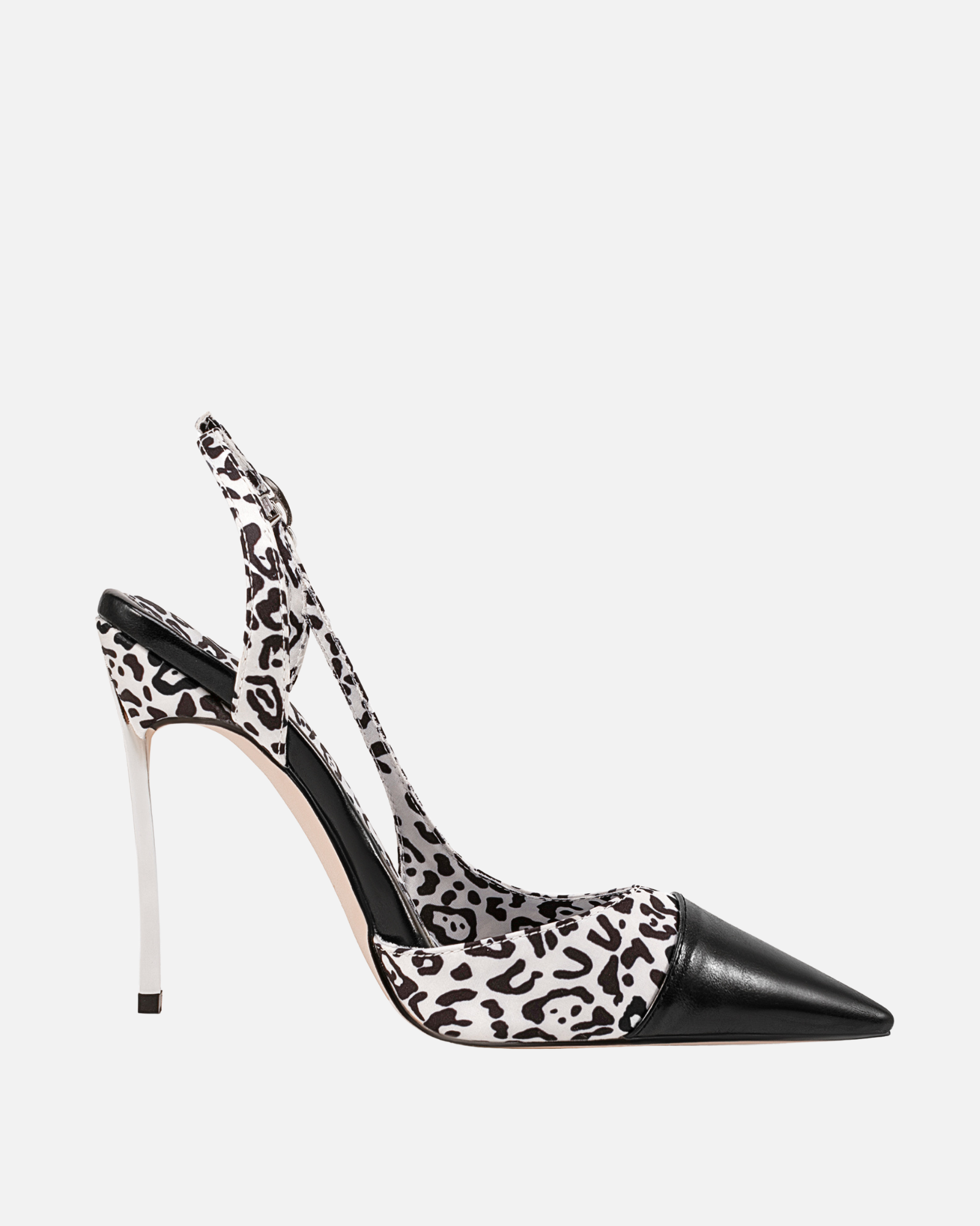 Poja Leopard Slingback Leather Sandals In Black