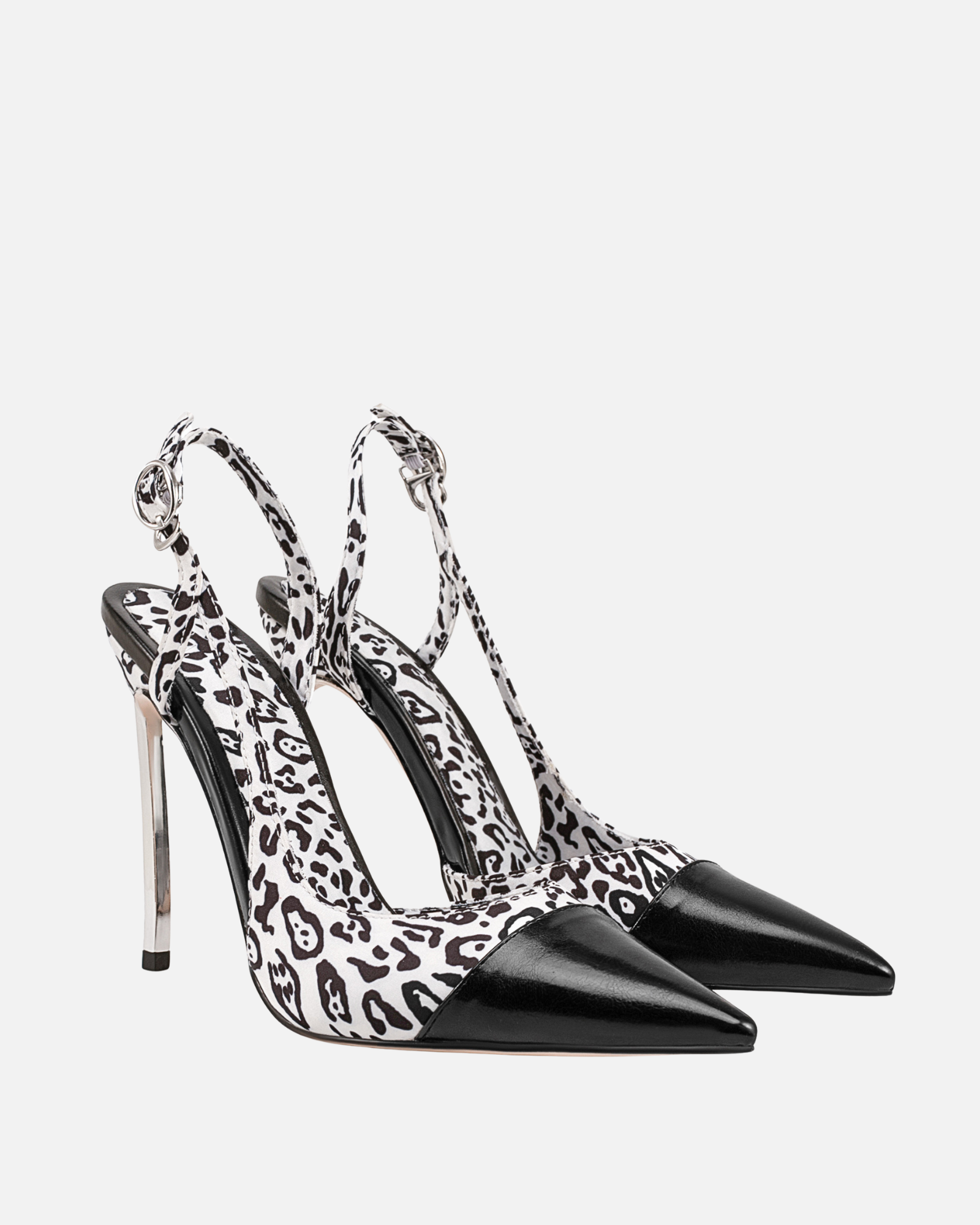 Poja Leopard Slingback Leather Sandals In Black