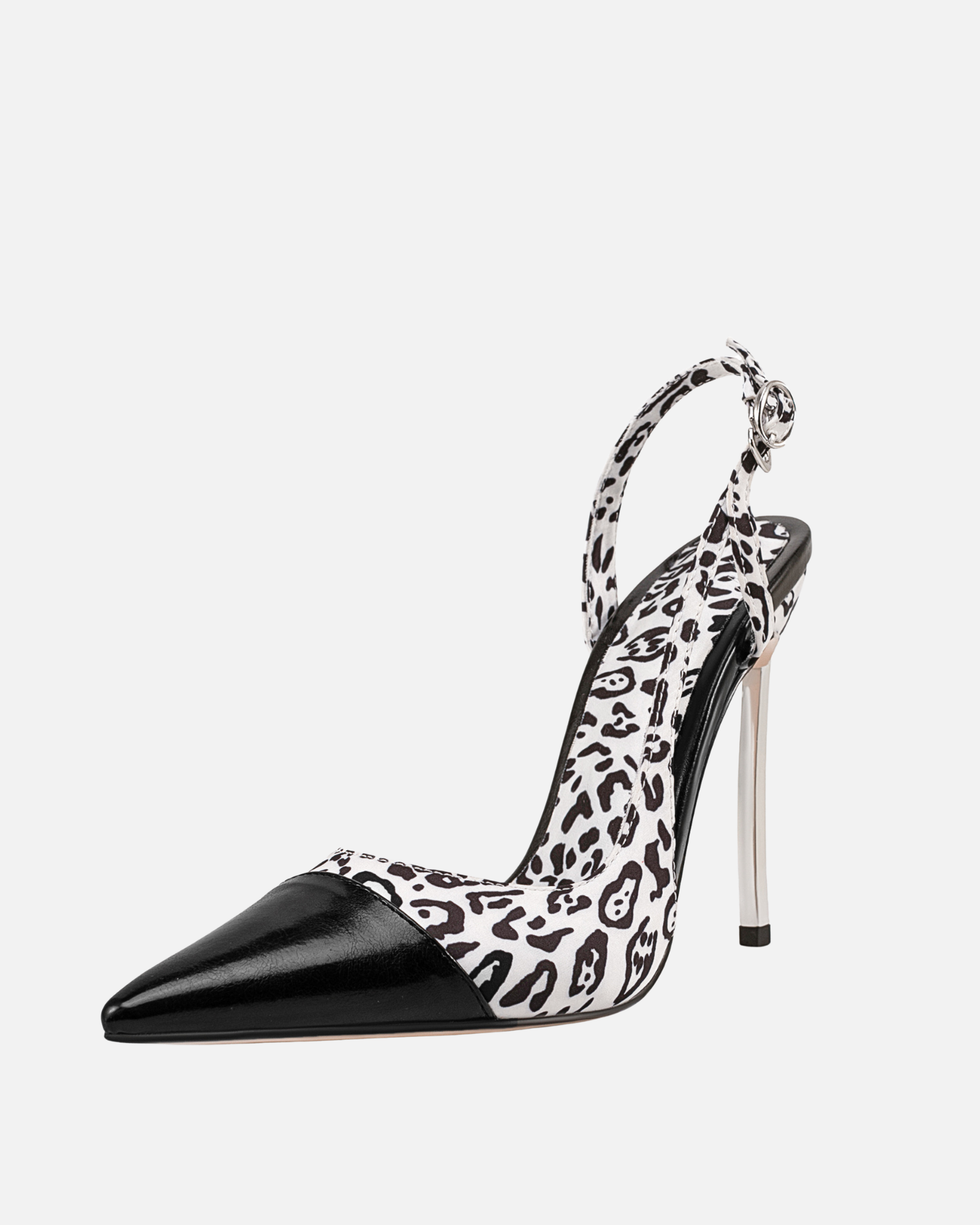 Poja Leopard Slingback Leather Sandals In Black