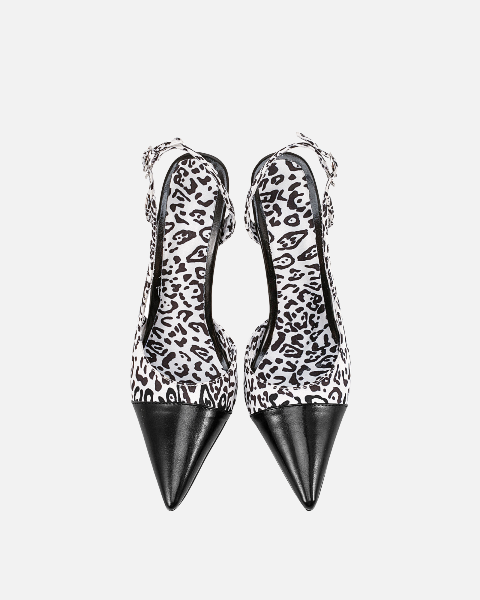 Poja Leopard Slingback Leather Sandals In Black