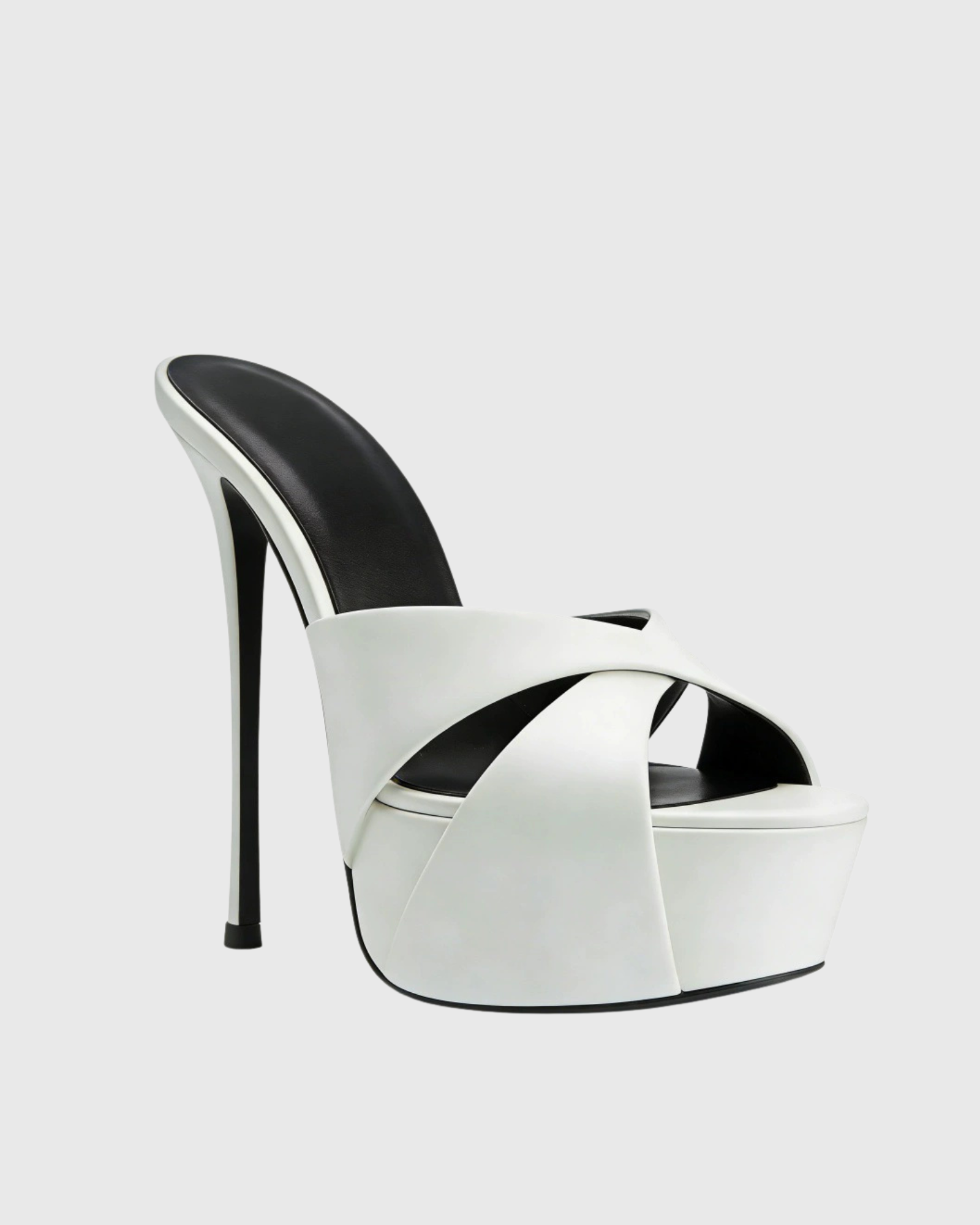 Zyra Platform Stiletto Mule In White
