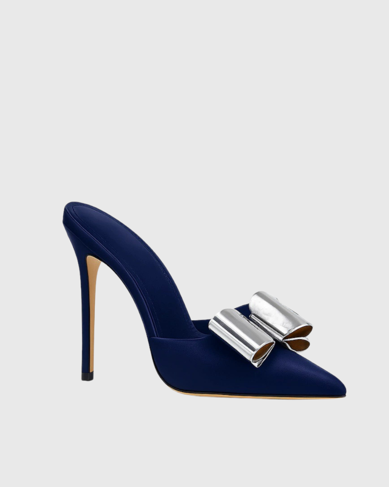 Isla Bow Stiletto Mules In Midnight Blue